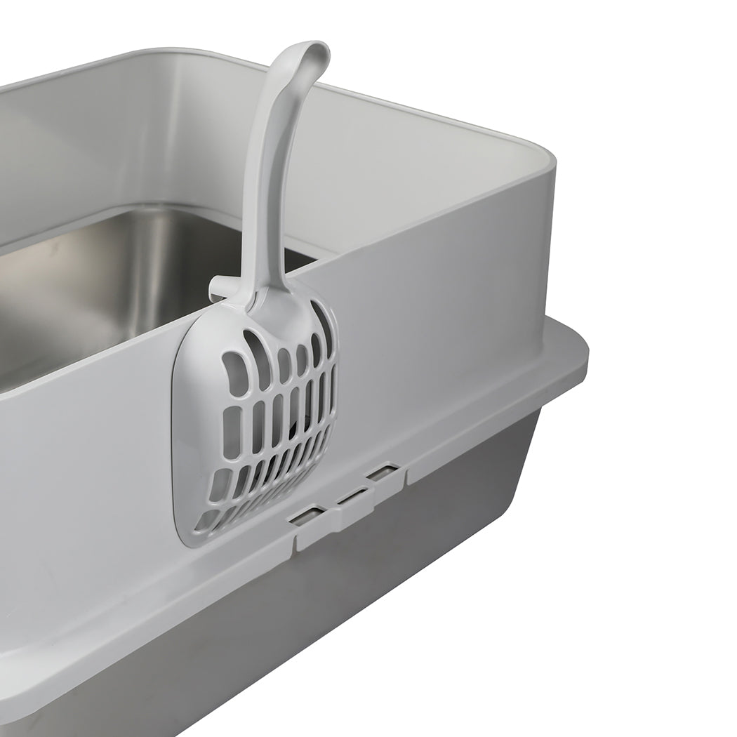 Pawz Stainless Steel Cats Litter Box Hooded High Enclosed Large Kitty Toilet-2065254295514779653