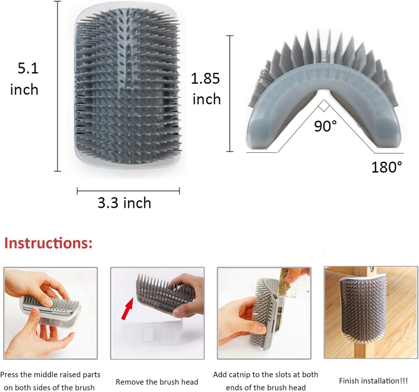 Hansona 2PCs Pet Self Grooming Brush