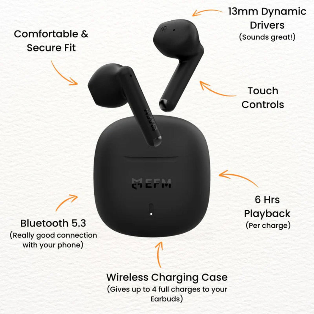 EFM Kansas TWS EarbudsWith Fast Charge - Black