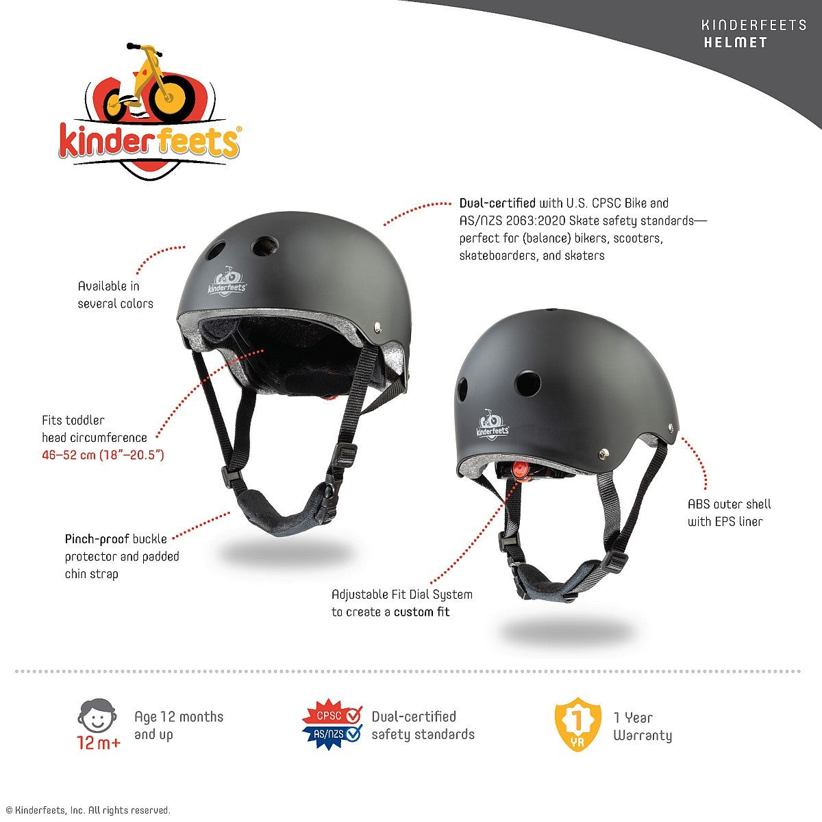 Kinderfeets Toddler Bike Helmet Matte Slate Blue Adjustable Safety Helmet