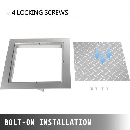 VEVOR Galvanized Steel Recessed Manhole Cover 23.6x23.6 inch with Frame
