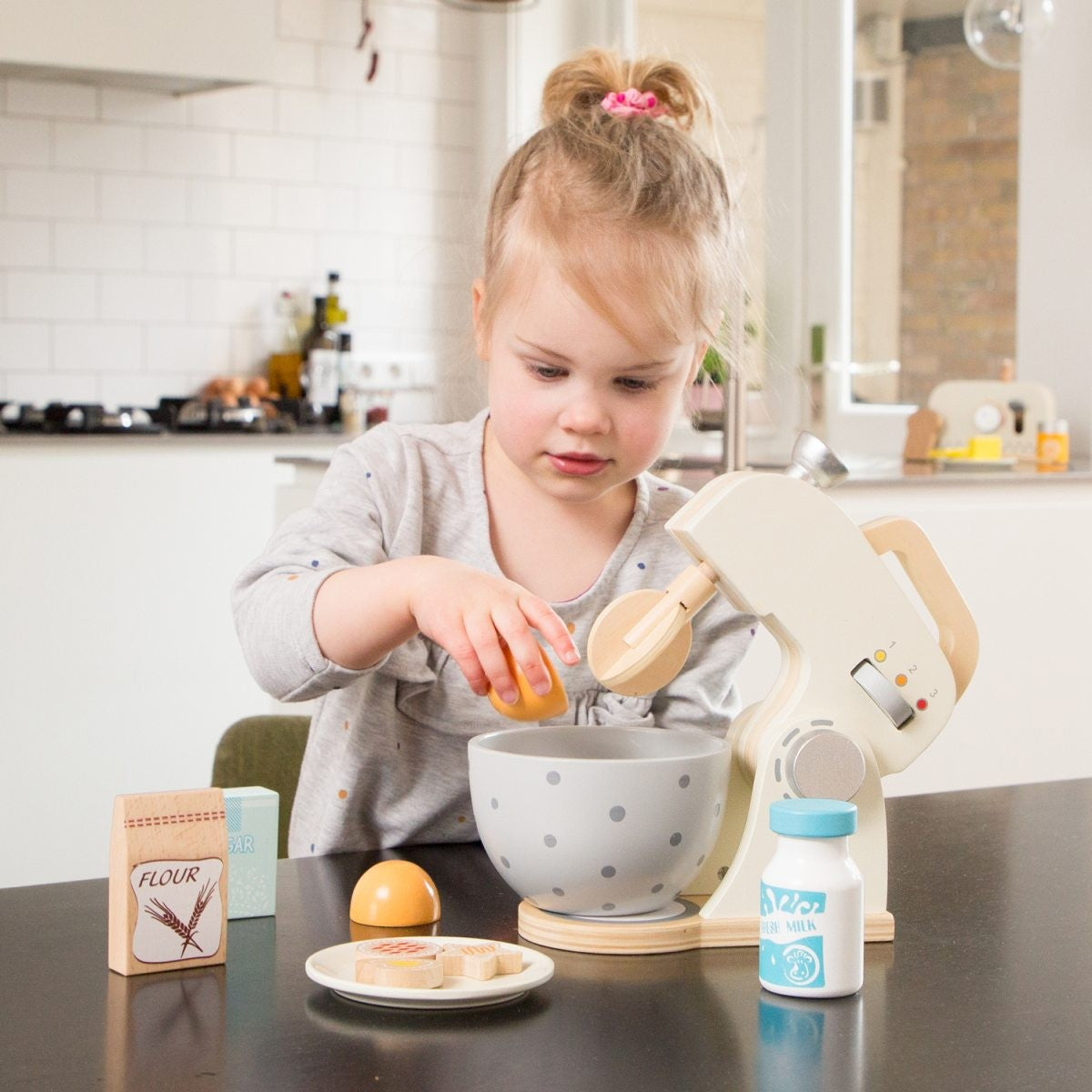 New Classic Toys Baking Set  White Wooden Pretend Play Set