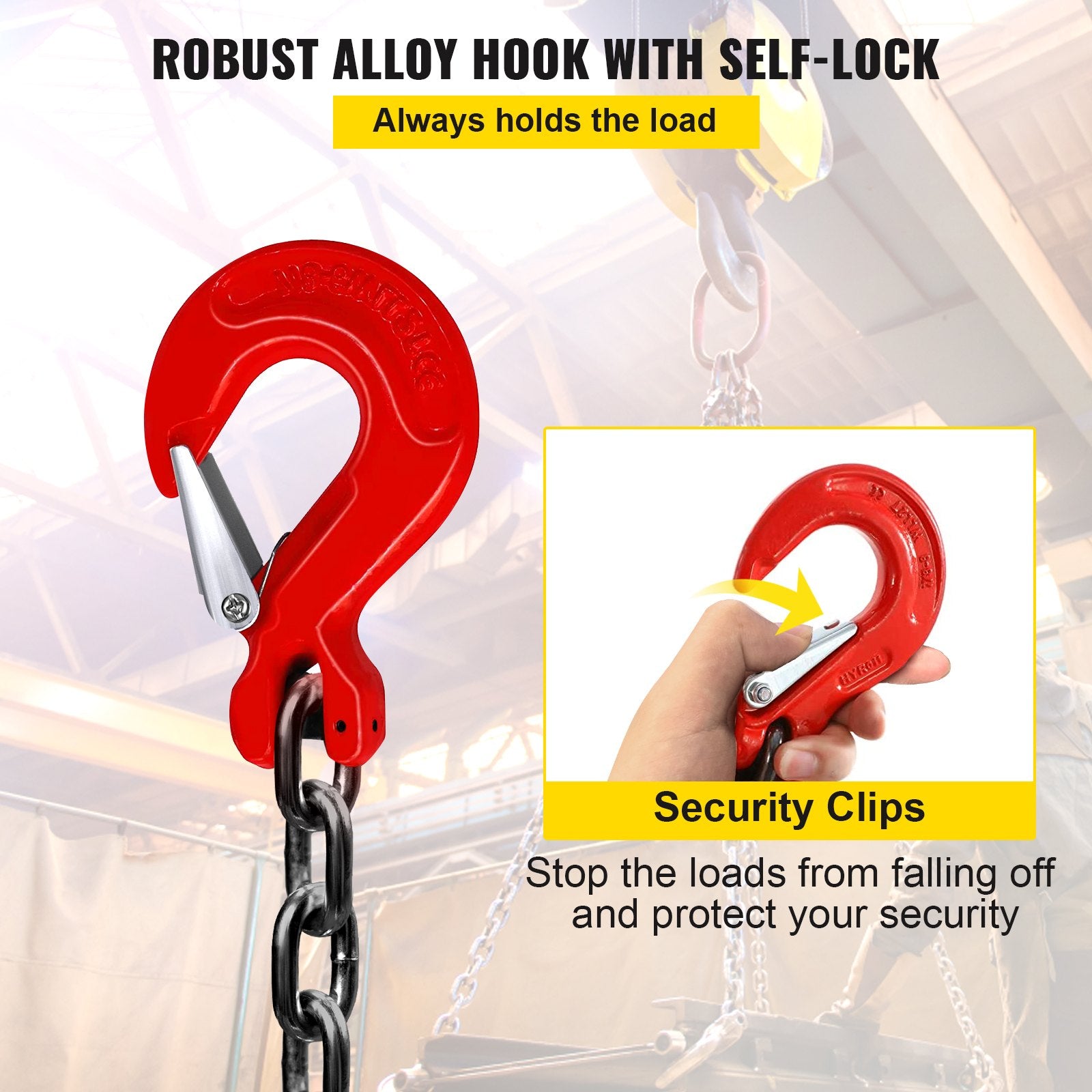 Chain Sling 8mm x 150cm, G80 5 Ton Engine Hoist Lifting Chain 4 Leg Hooks