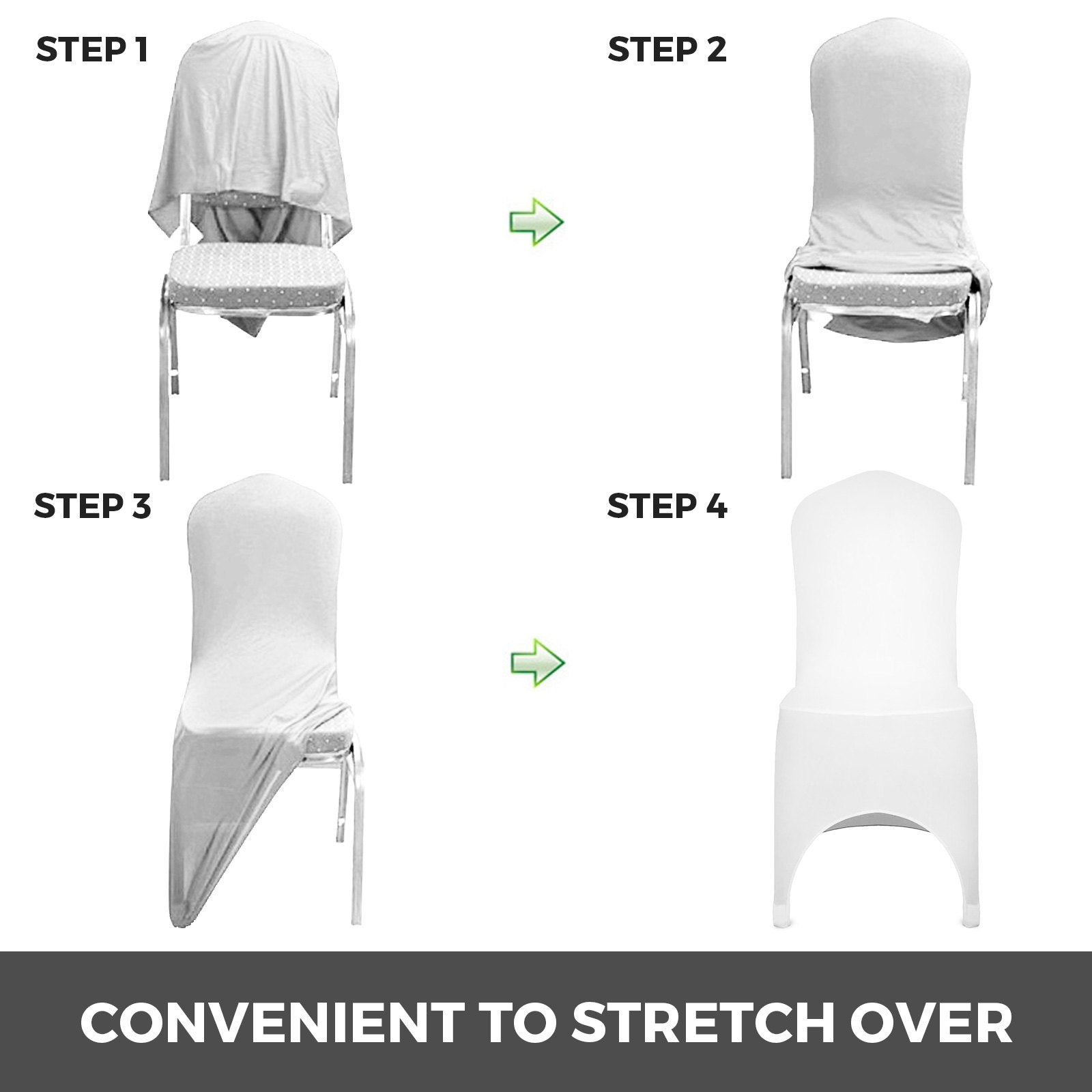 Stretch Spandex Folding Chair Covers, Universal Fitted, Washable, 100PCS White