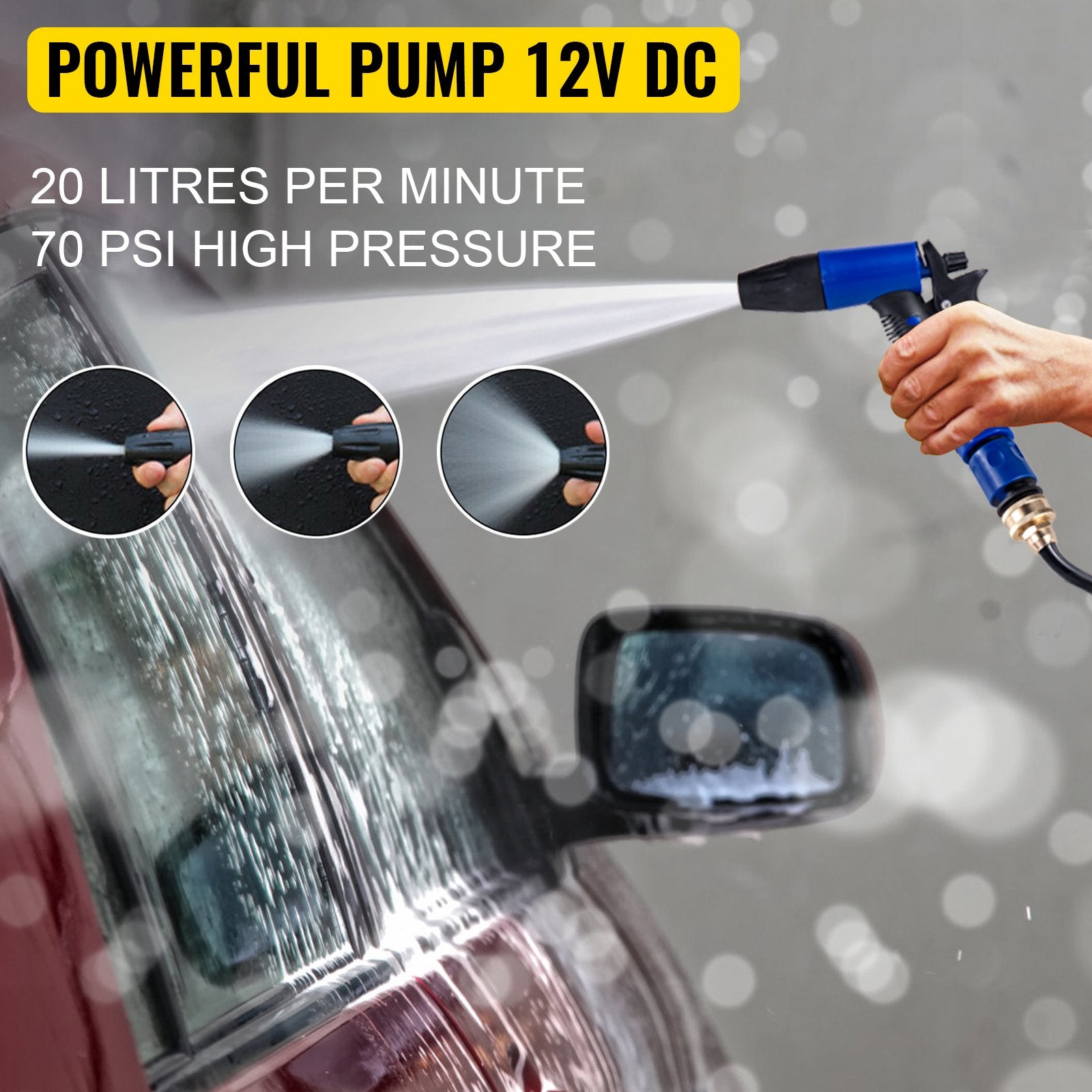 12V Washdown Pump 5.5 GPM 70 PSI Self-Priming with EPDM Valve