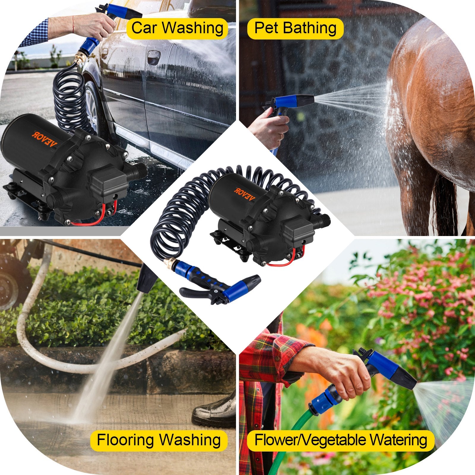 12V Washdown Pump 5.5 GPM 70 PSI Self-Priming with EPDM Valve