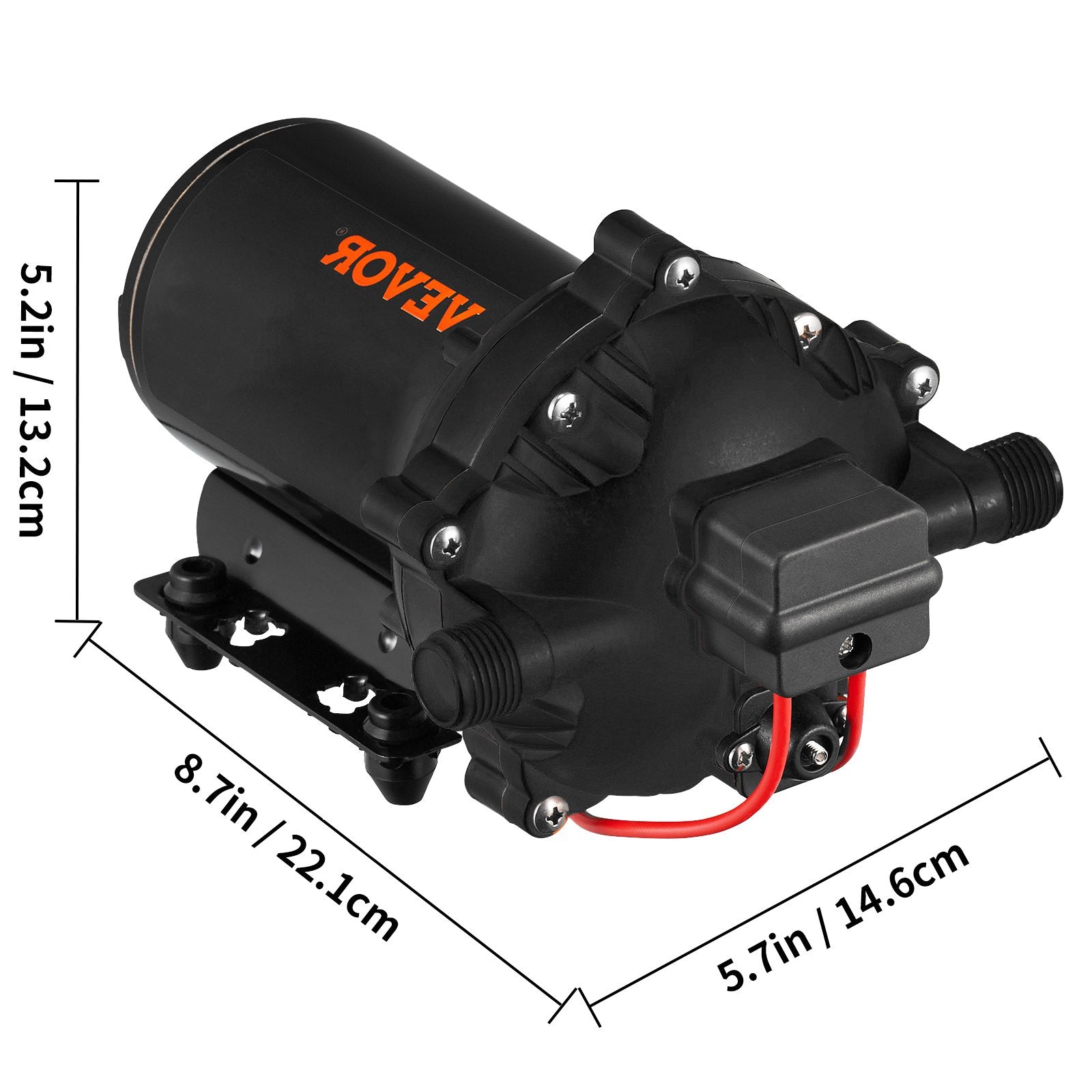 12V Washdown Pump 5.5 GPM 70 PSI Self-Priming with EPDM Valve