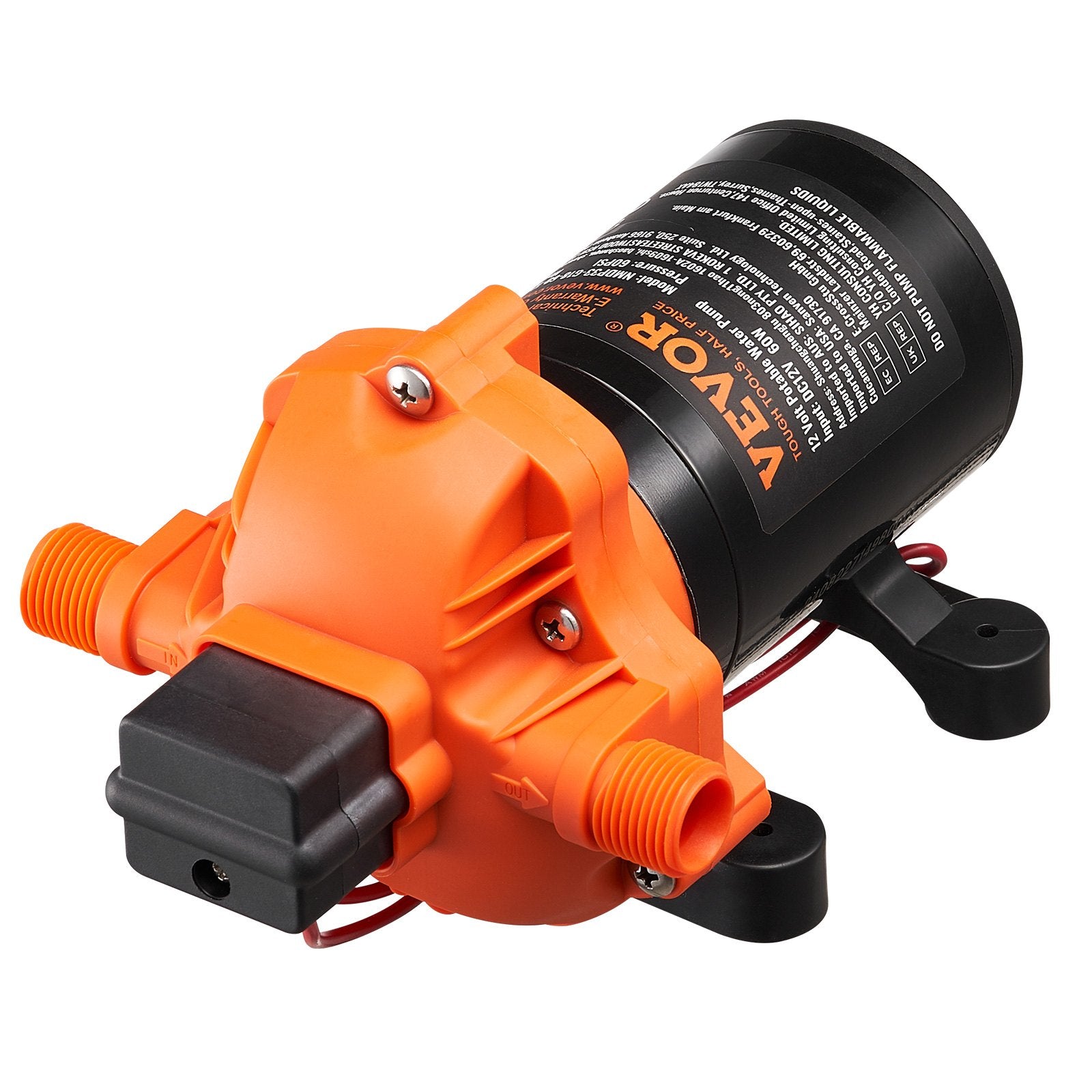 Diaphragm Pump 1.8 GPM 12V DC Water Pump 40-100 PSI 1/2 MNPT AUTO PSI SWITCH DC