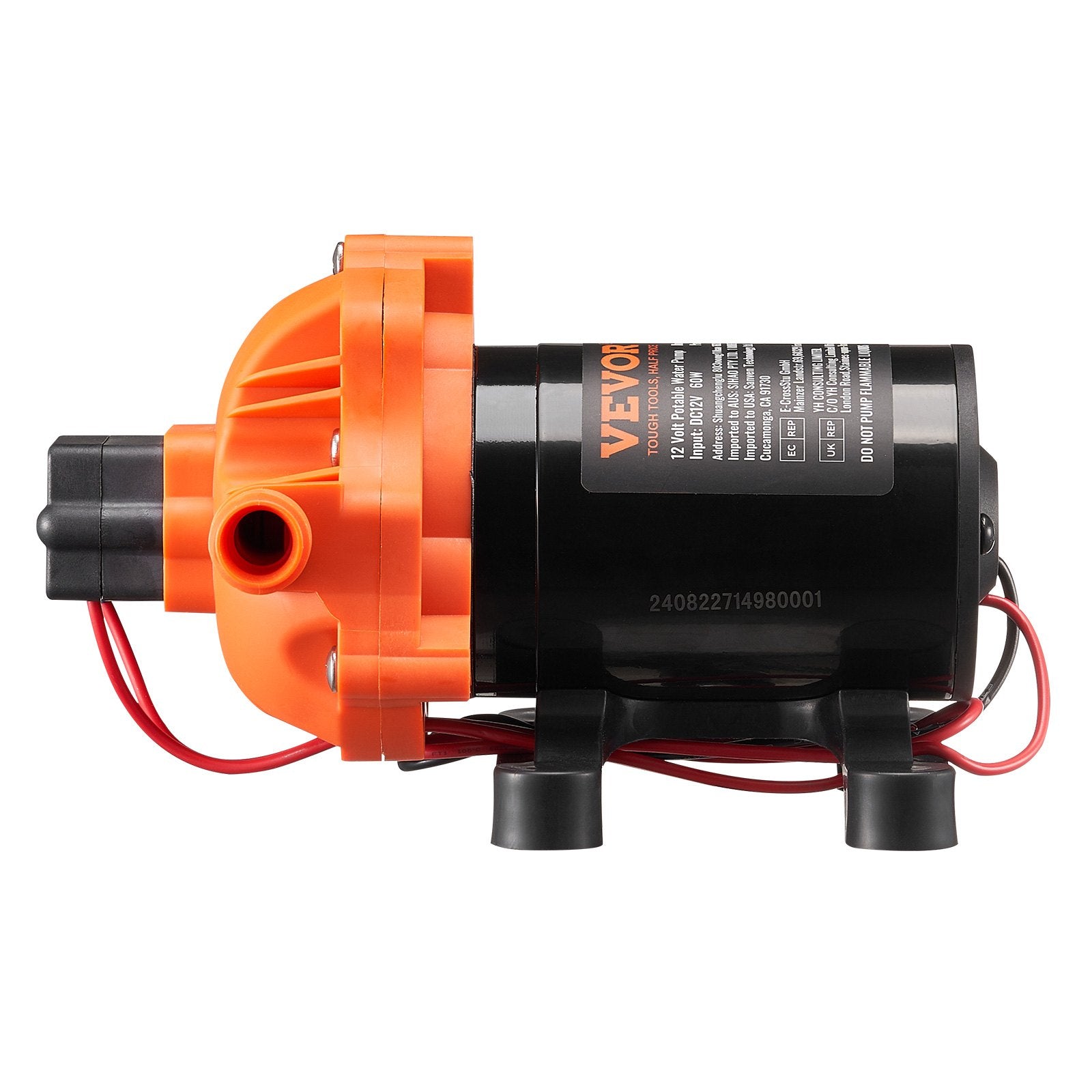 Diaphragm Pump 1.8 GPM 12V DC Water Pump 40-100 PSI 1/2 MNPT AUTO PSI SWITCH DC
