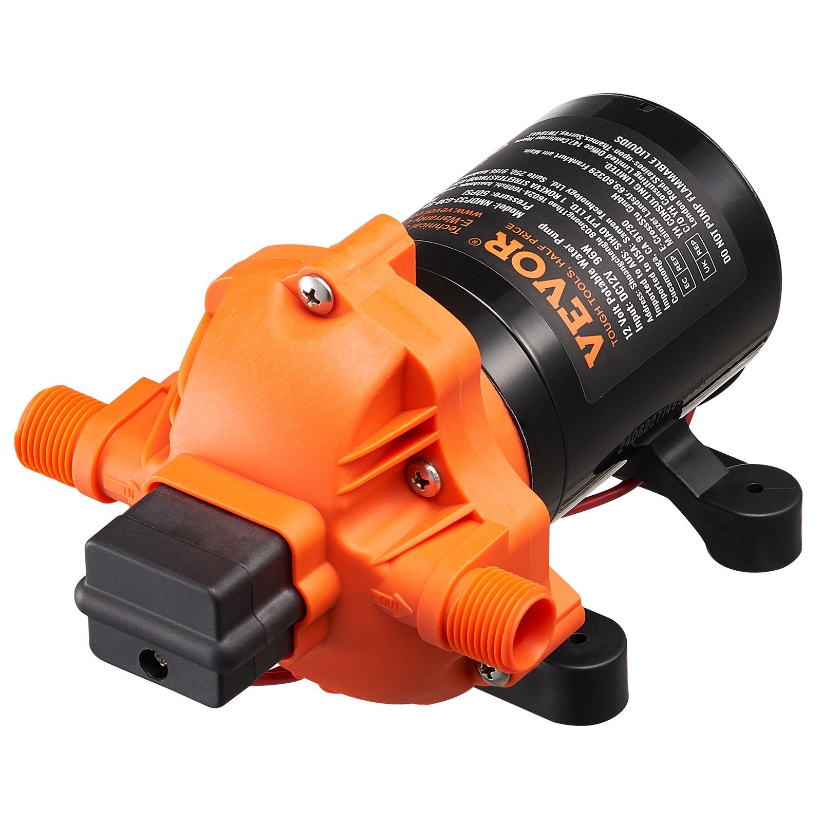 Diaphragm Pump 3GPM 12V DC 3-Chamber with Pressure Switch 1/2in MNPT