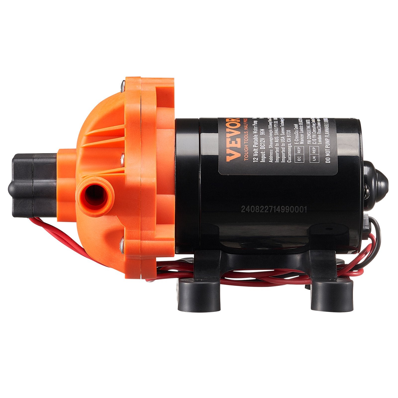Diaphragm Pump 3GPM 12V DC 3-Chamber with Pressure Switch 1/2in MNPT
