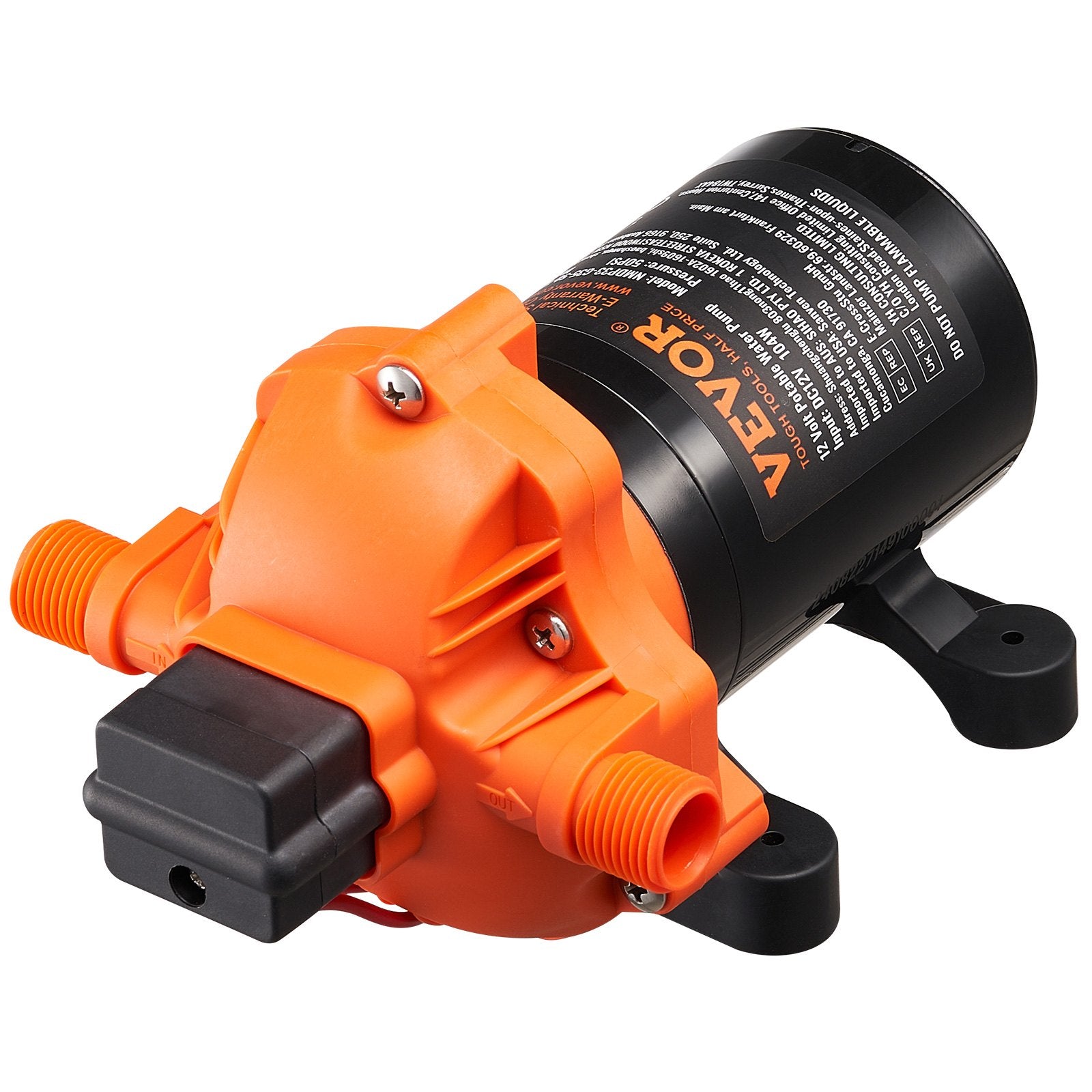 Diaphragm Pump 3.5GPM 12V DC 3-Chamber with Pressure Switch 1/2in MNPT
