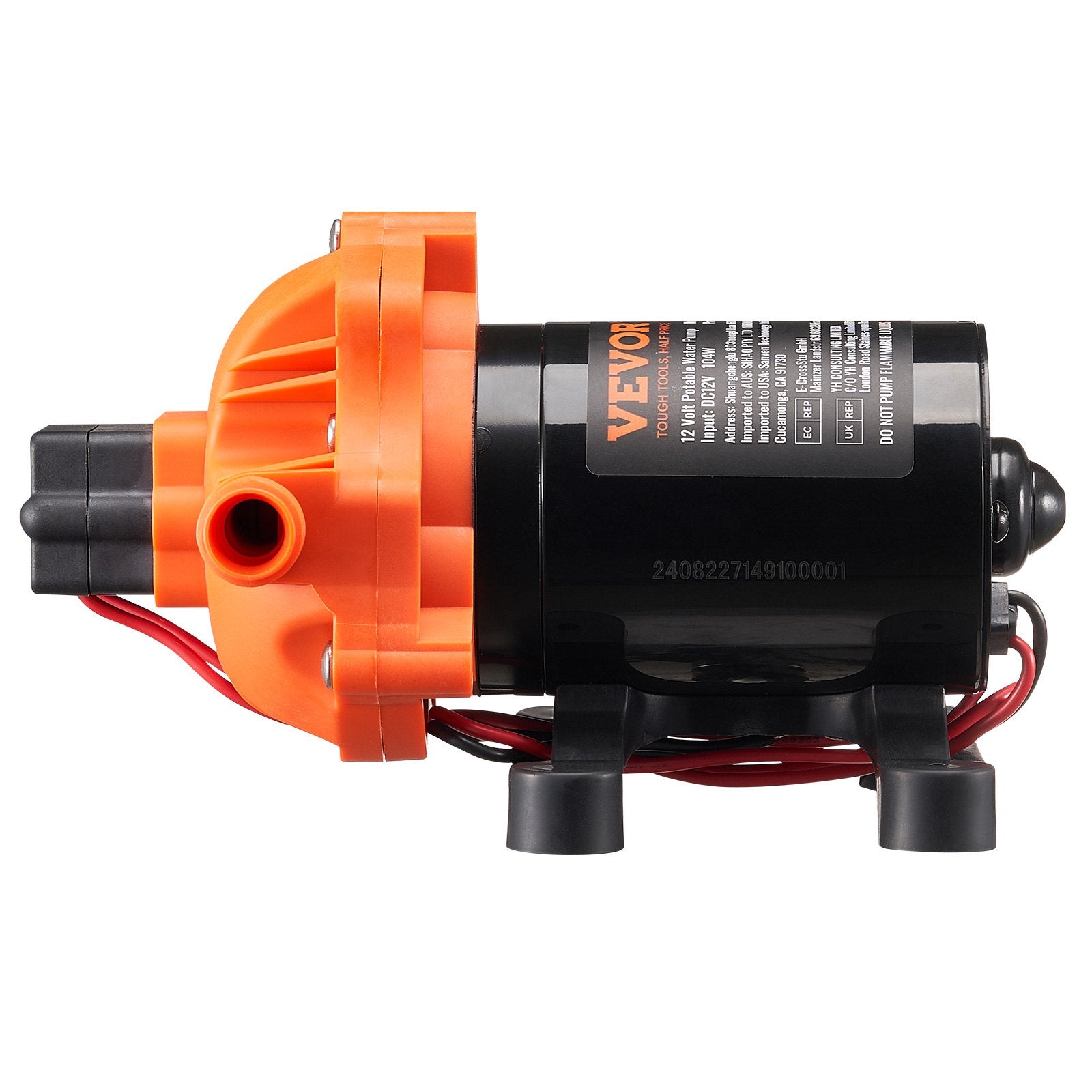 Diaphragm Pump 3.5GPM 12V DC 3-Chamber with Pressure Switch 1/2in MNPT