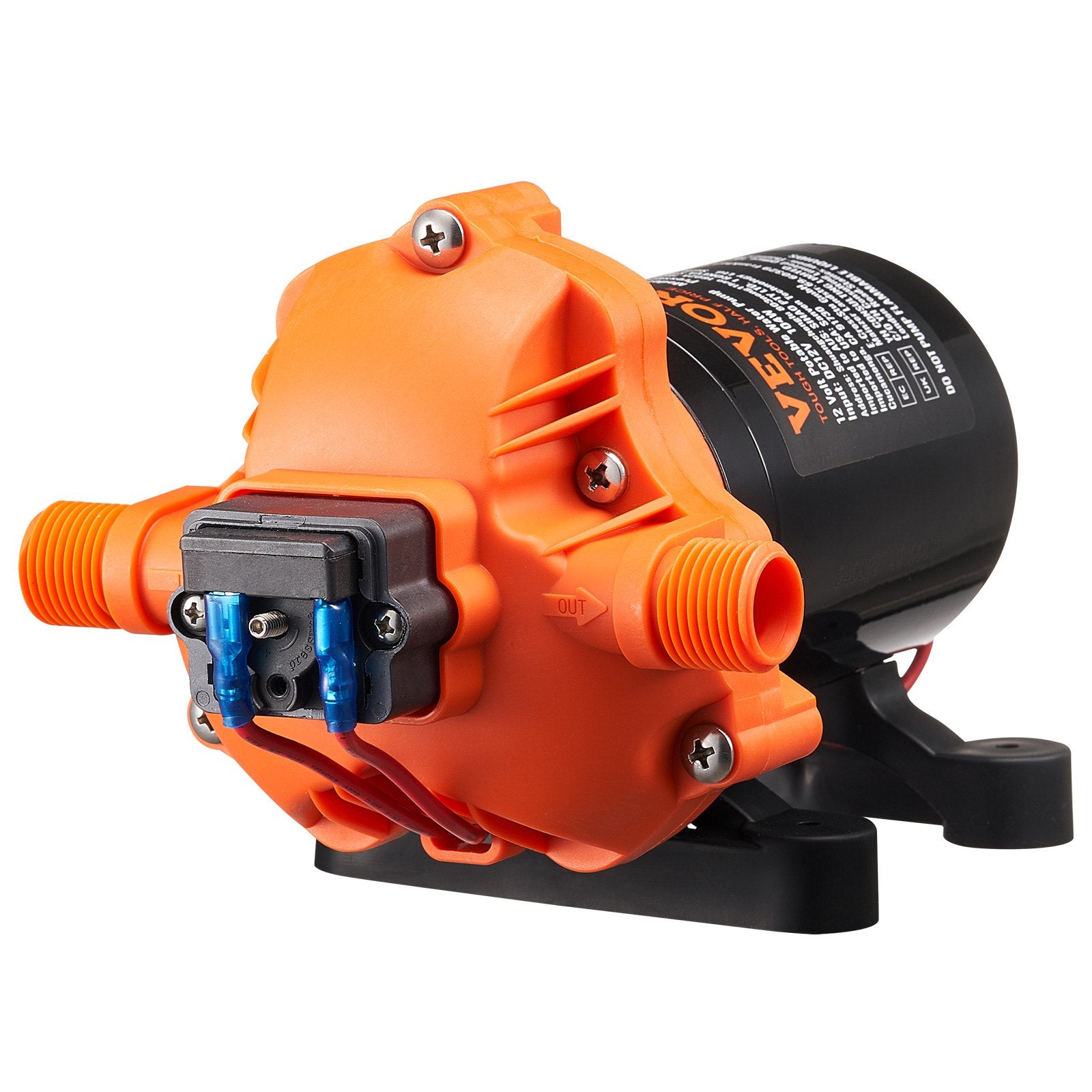 Diaphragm Pump 3.5GPM 12V DC 3-Chamber with Pressure Switch 1/2in MNPT