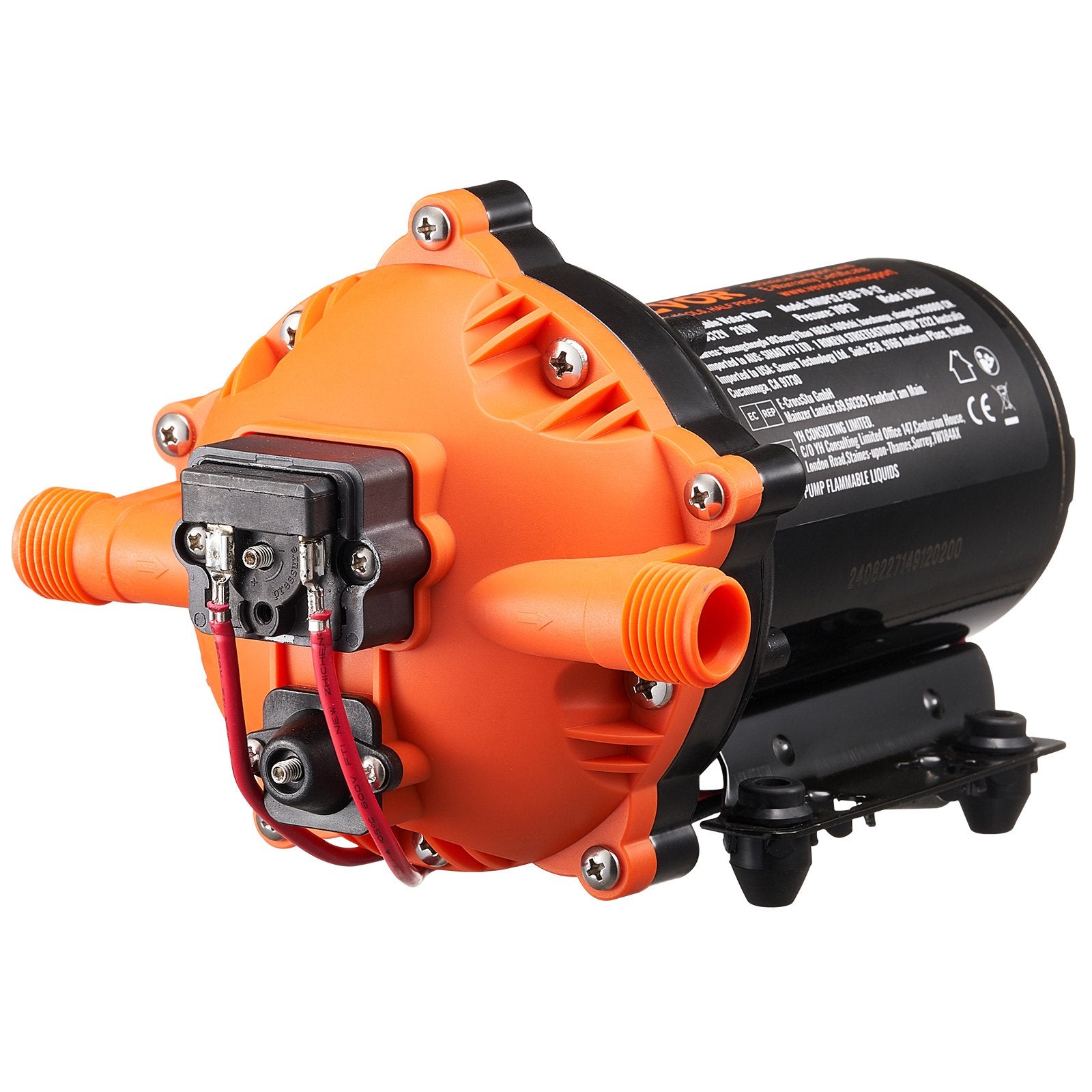 12V Diaphragm Pump 5 GPM DC Water Pump 40-100 PSI 1/2 MNPT Port Auto Switch DC--