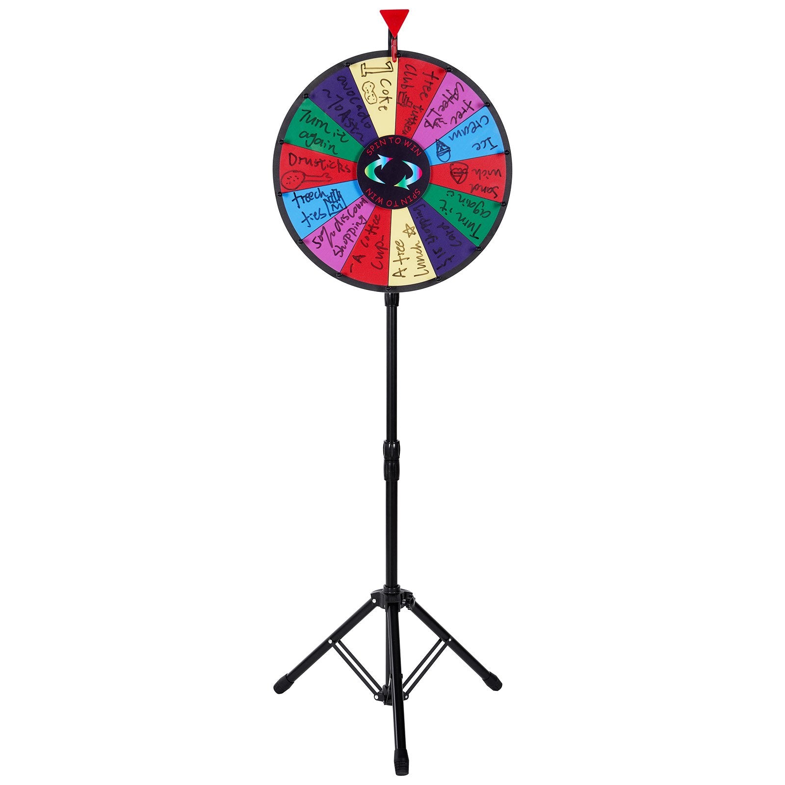 Tabletop Color Prize Wheel 18 Inch with Folding Tripod Stand 14 Slots Dry Erase