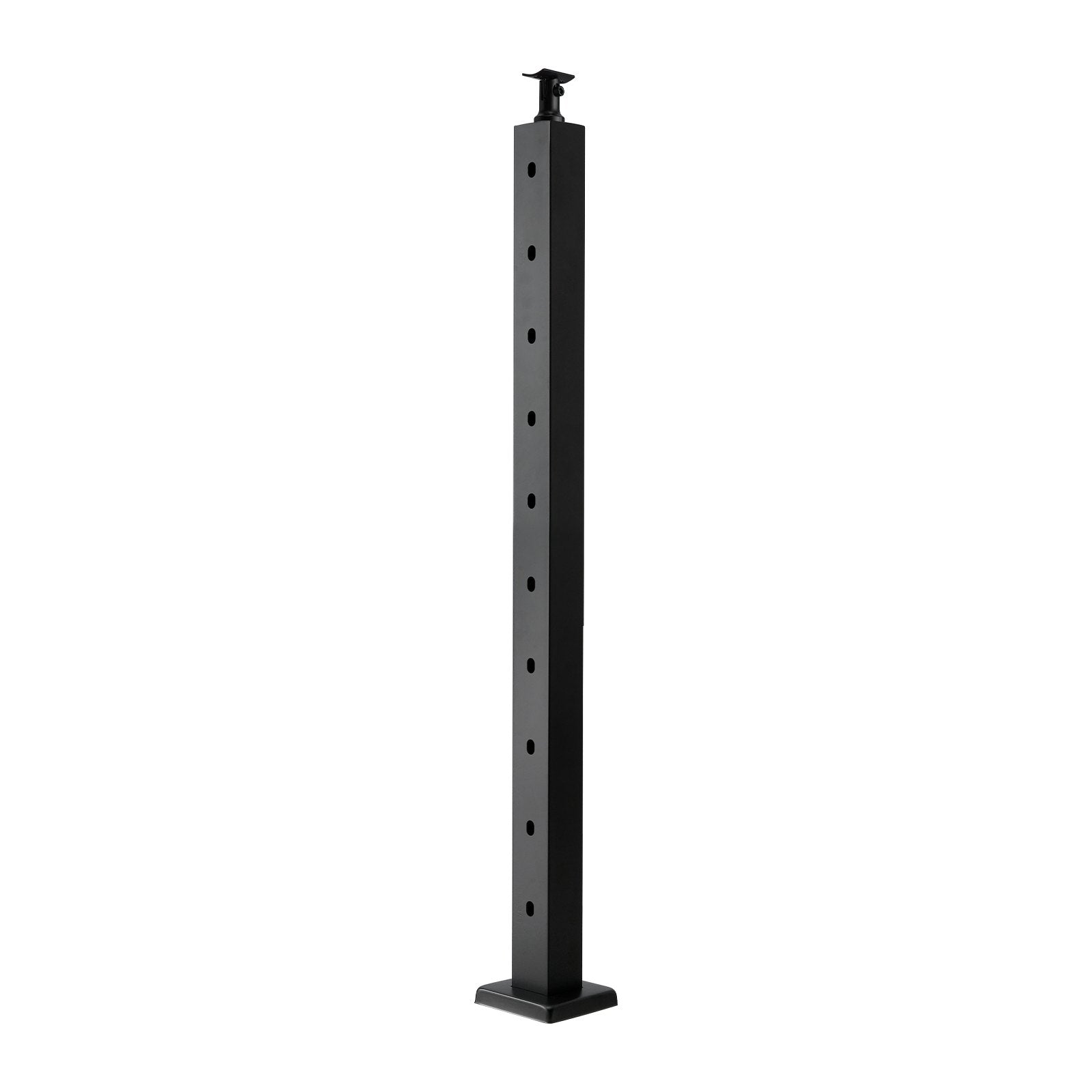 Cable Railing Post 36x2x2" Stainless Steel with Pre-Drilled 30° Holes, Black