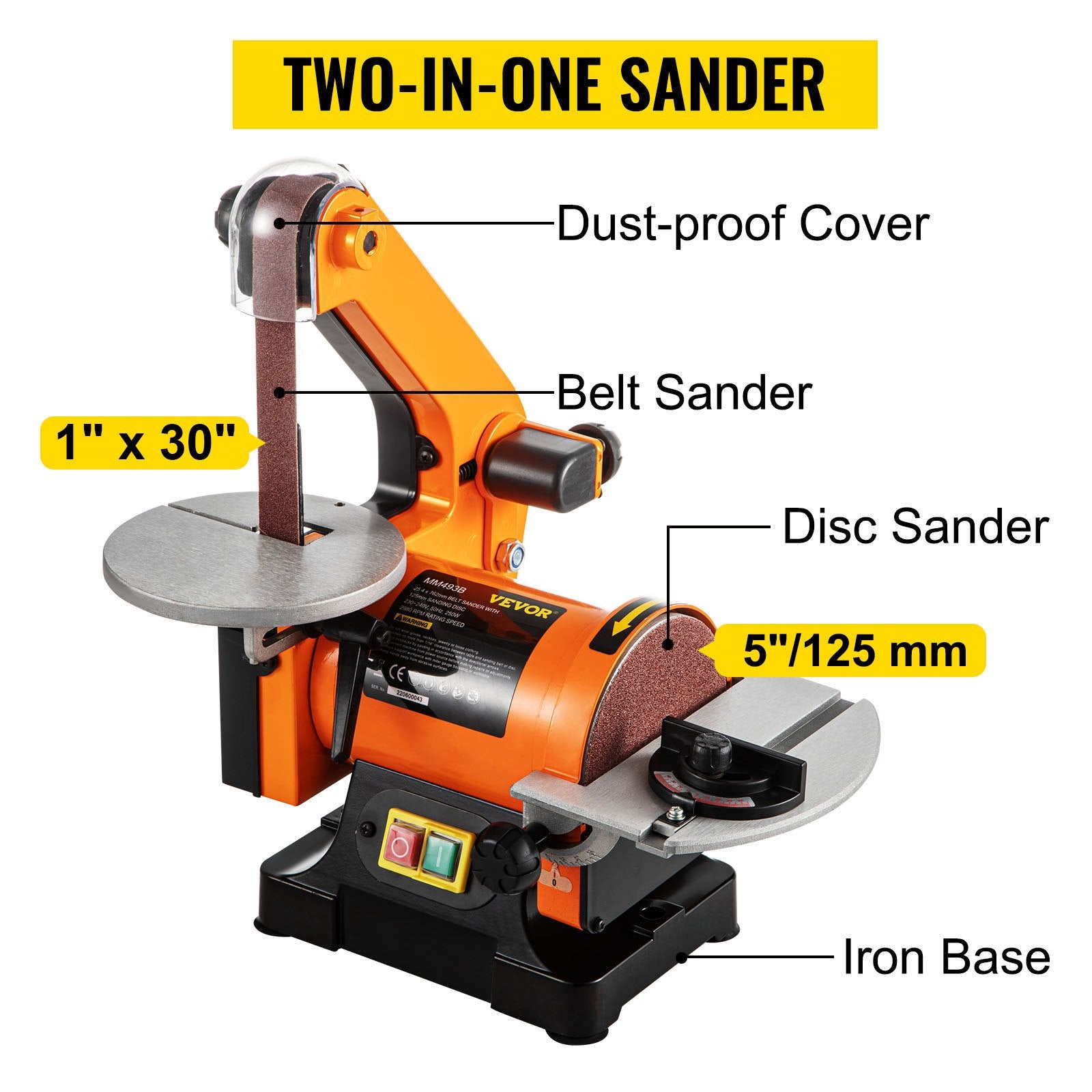 Belt Sander 300W 1x30 Inch Electric Belt & Disc Sander 2950 RPM Variable Speed