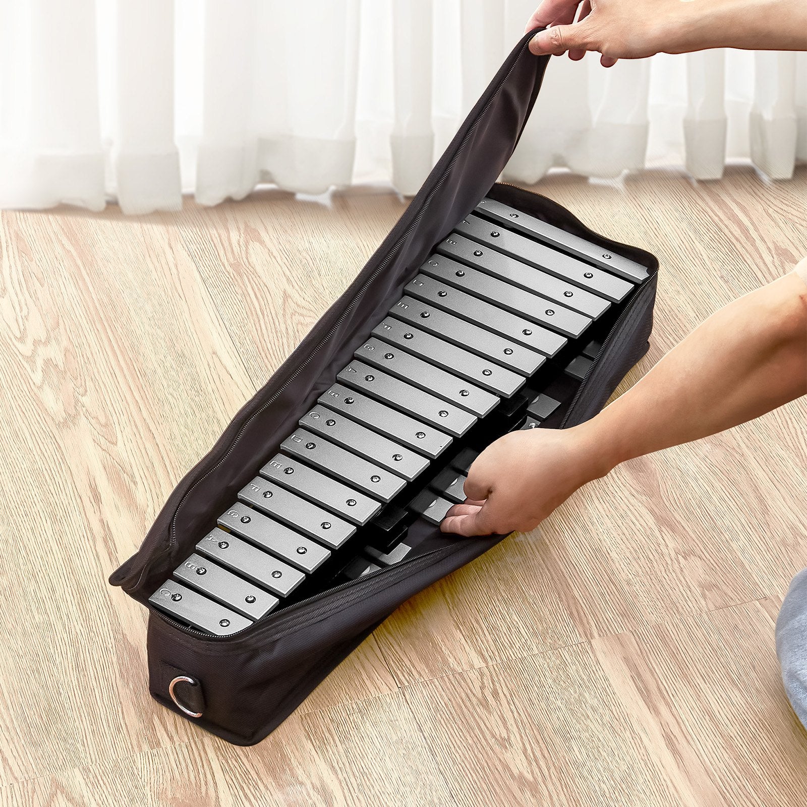 32-Note Glockenspiel Xylophone Set with Mallets Sticks and Carrying Bag