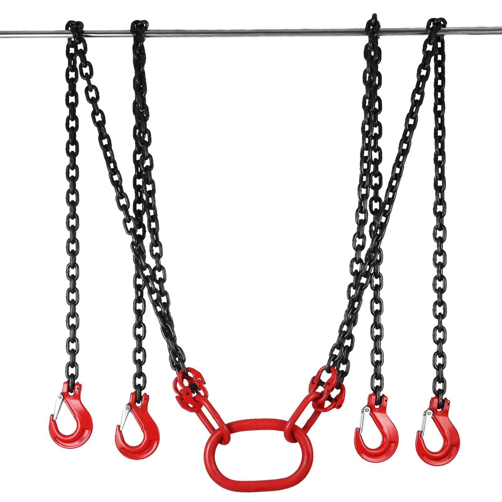 Chain Sling 8mm x 300cm, G80 5 Ton Engine Hoist Lifting Chain 4 Leg Hooks