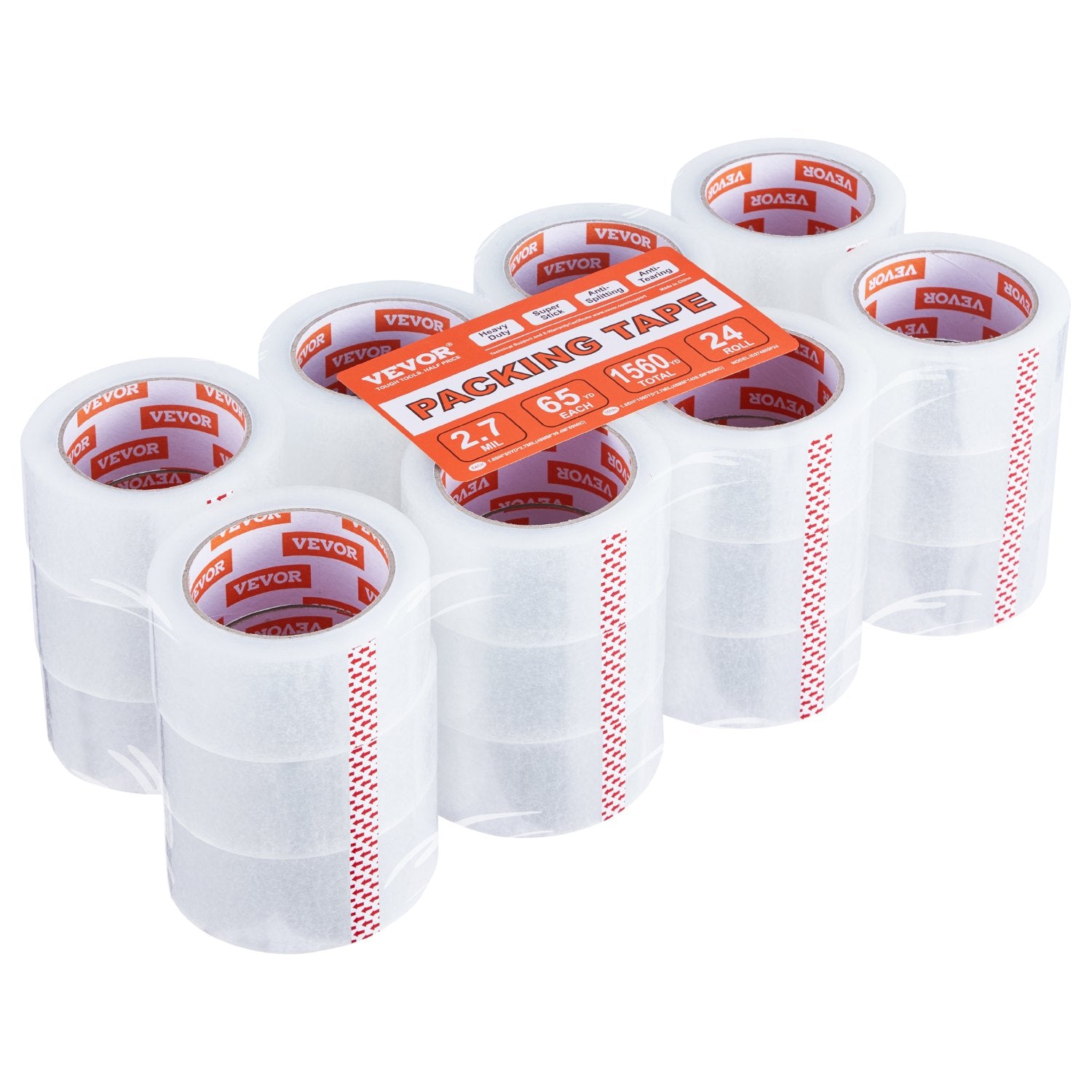 Clear Packing Tape 24 Rolls 1.88"x65yds 3in Core Heavy Duty Thick