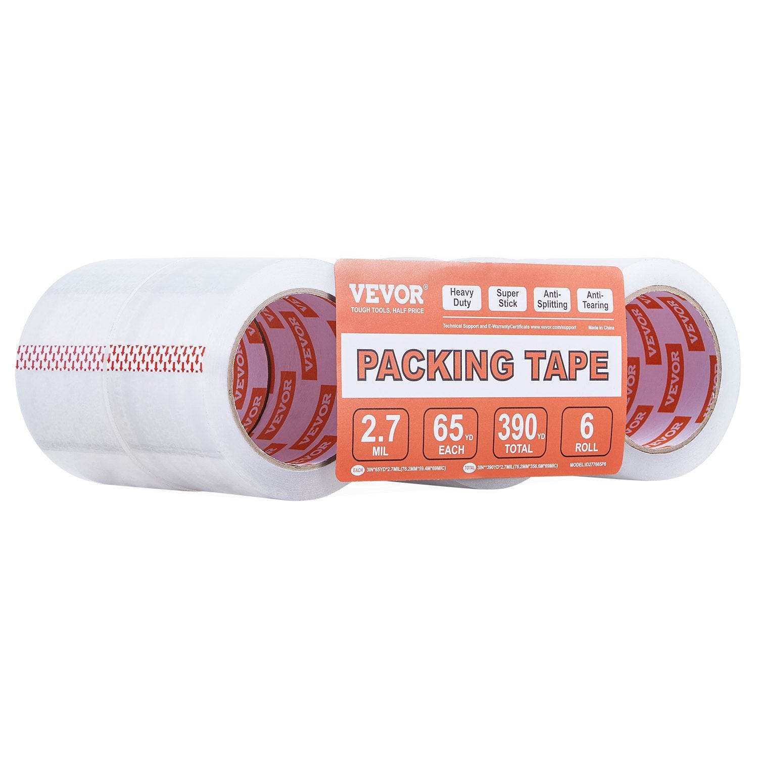 Clear Packing Tape 6 Rolls 3"x65yds 3in Core Heavy Duty Thick