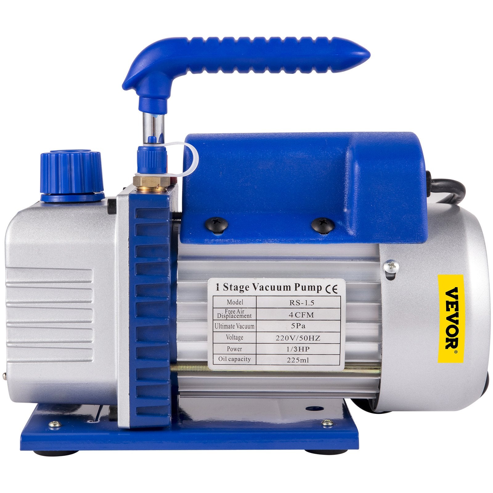 Vacuum Pump 4CFM 1/4HP Rotary Vane Single Stage with AC Manifold Gauge Set