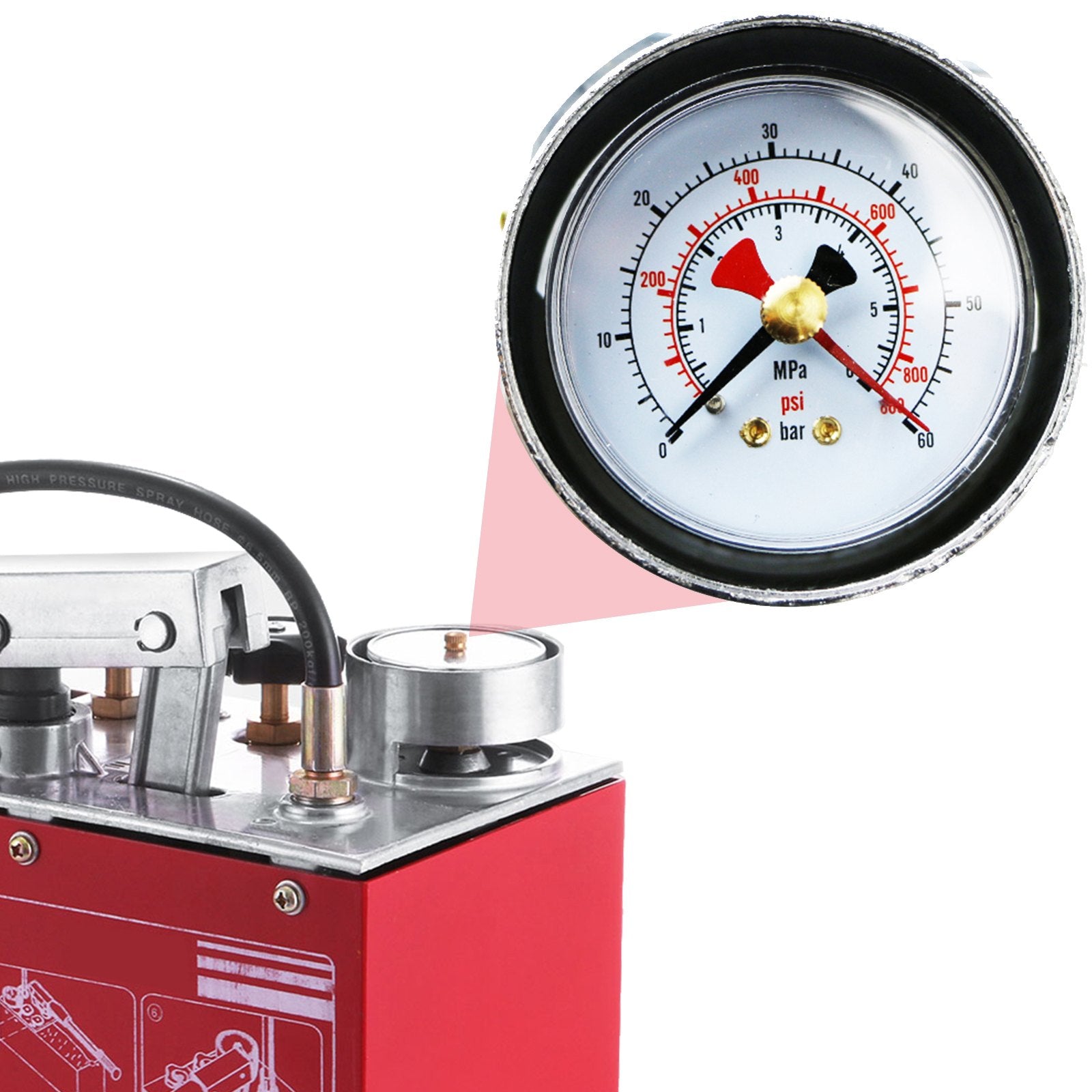 Hydraulic Pressure Test Pump 50 Bar H& 726 PSI 3.2 Gallon Hydrostatic Test Pump