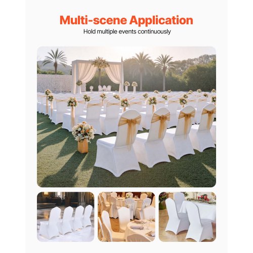 50PCS White Folding Chair Covers Spandex Universal Fitted Washable Slipcovers