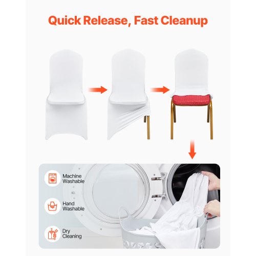 50PCS White Folding Chair Covers Spandex Universal Fitted Washable Slipcovers