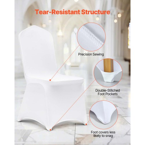 50PCS White Folding Chair Covers Spandex Universal Fitted Washable Slipcovers