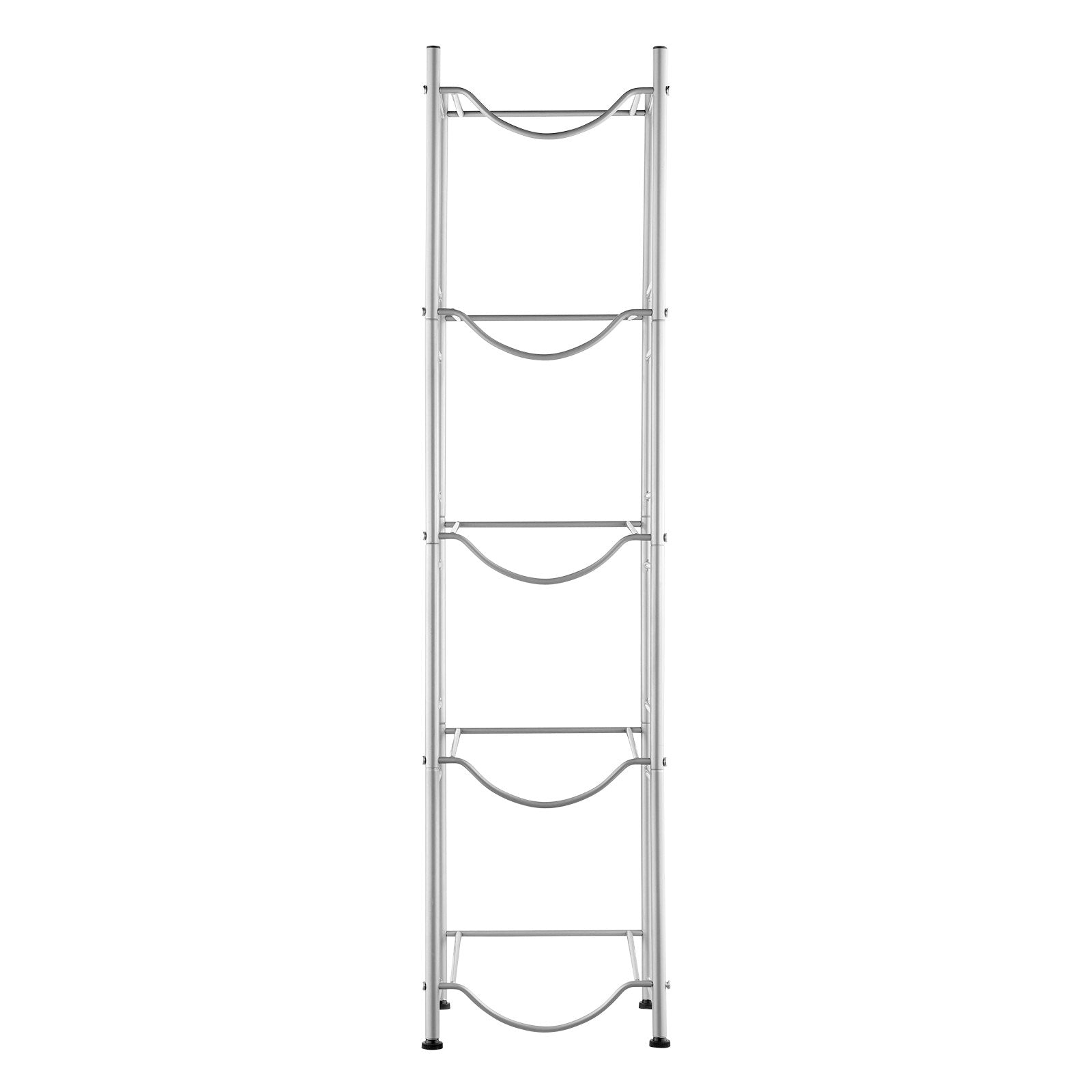 5 Tiers Water Jug Holder, Heavy Duty 5 Gallon Bottle Rack Single Row, Silver