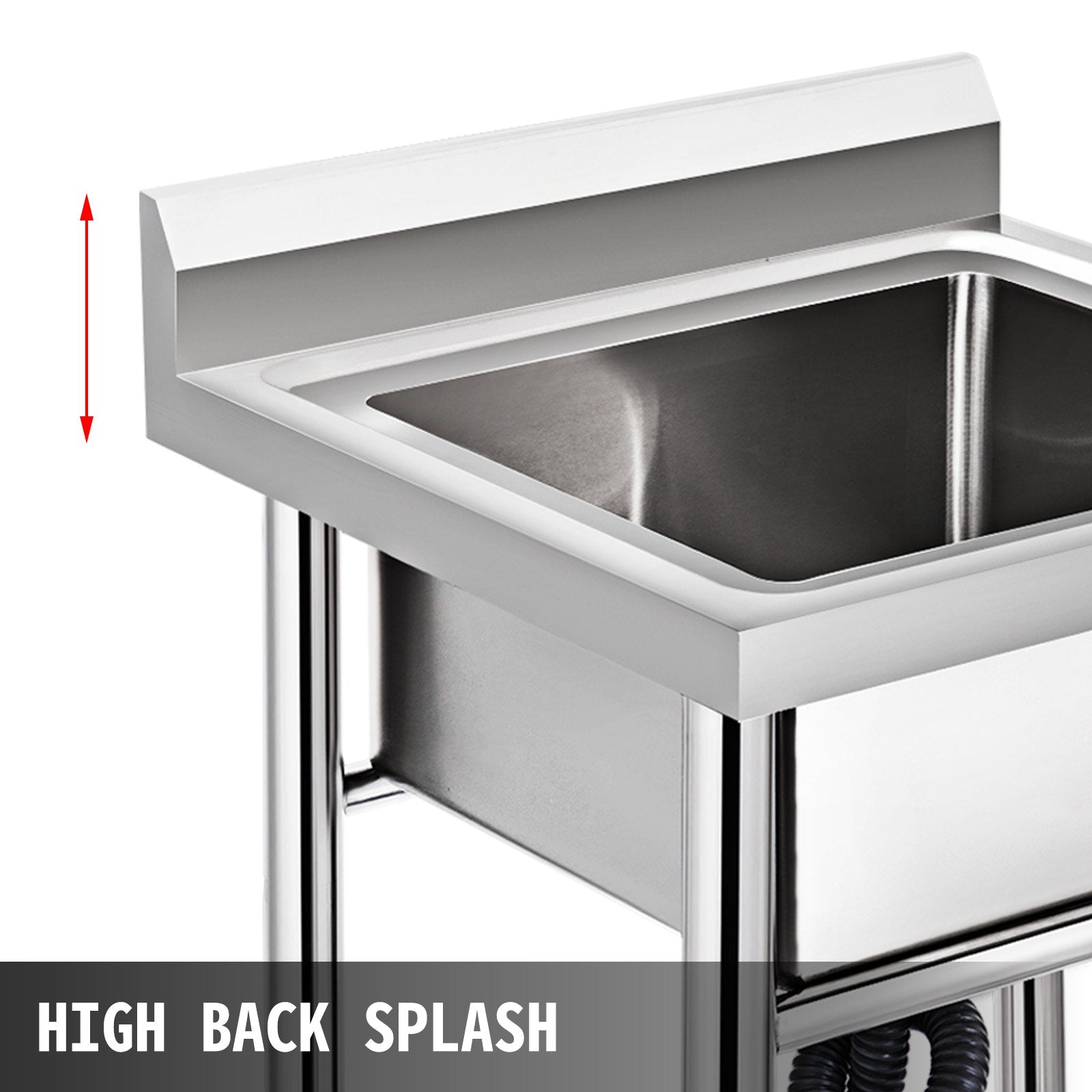Handmade Sink Stainless Steel 1 Compartment 44.4x41.9x25.4cm, Huge Kitchen Tub