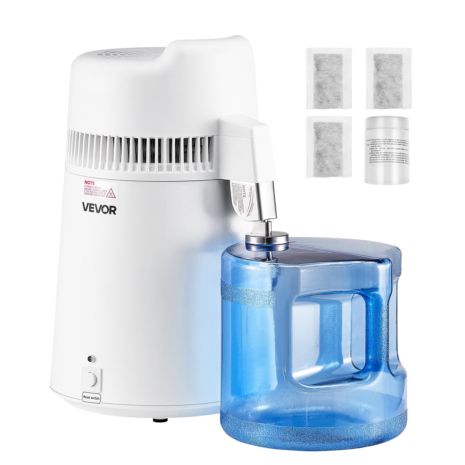 Water Distiller 6L, 900W Pure Water Purifier with Stainless Steel Interior White