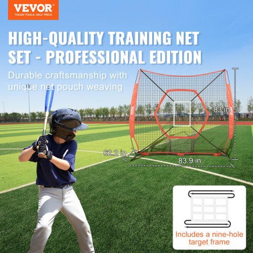 7x7 ft Baseball Softball Practice Net Portable Training Net with Bow Frame