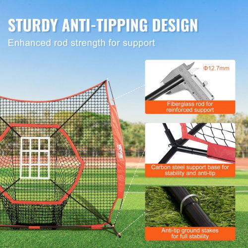 7x7 ft Baseball Softball Practice Net Portable Training Net with Bow Frame