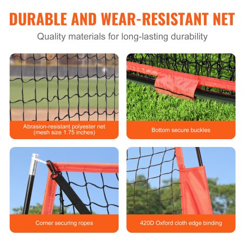 7x7 ft Baseball Softball Practice Net Portable Training Net with Bow Frame