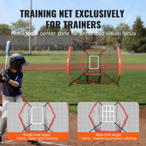 7x7 ft Baseball Softball Practice Net Portable Training Net with Bow Frame