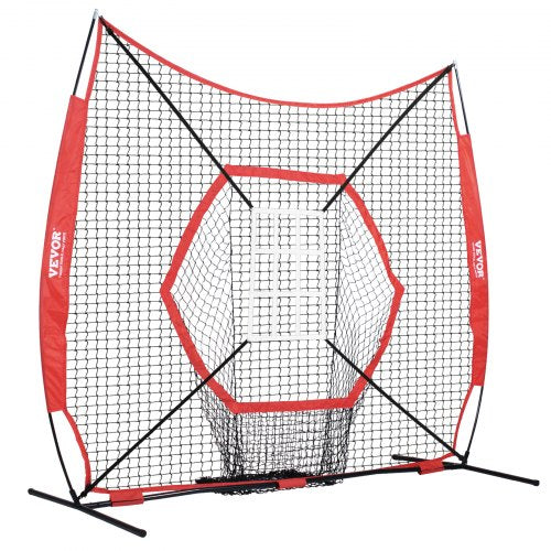 7x7 ft Baseball Softball Practice Net Portable Training Net with Bow Frame