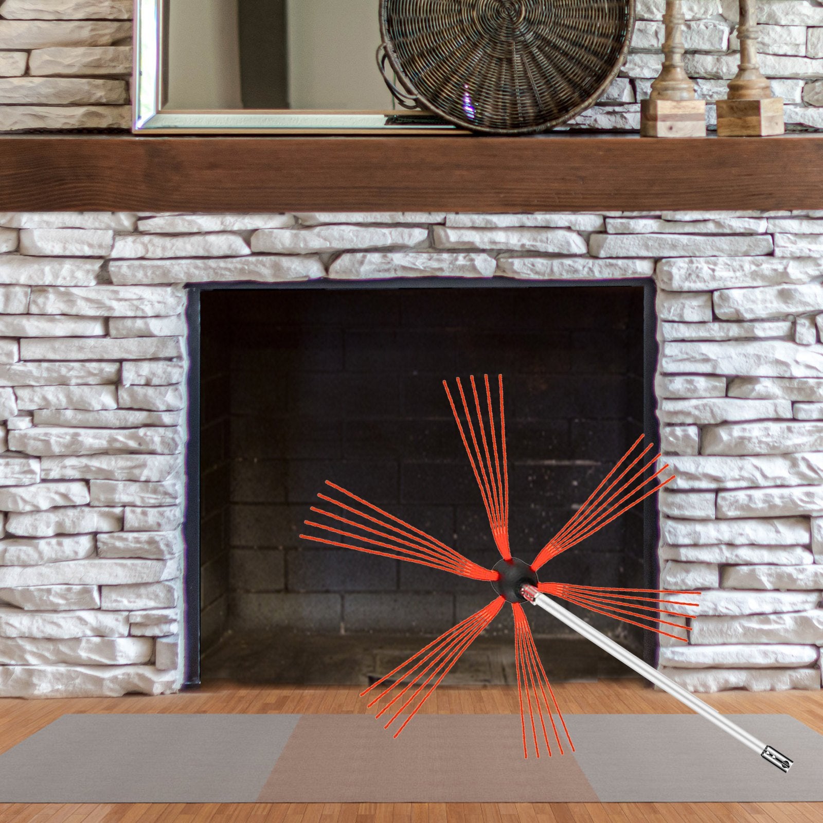 Chimney Sweep Kit 26FT Cleaning Tool 8 Nylon Flexible Rods and Brush