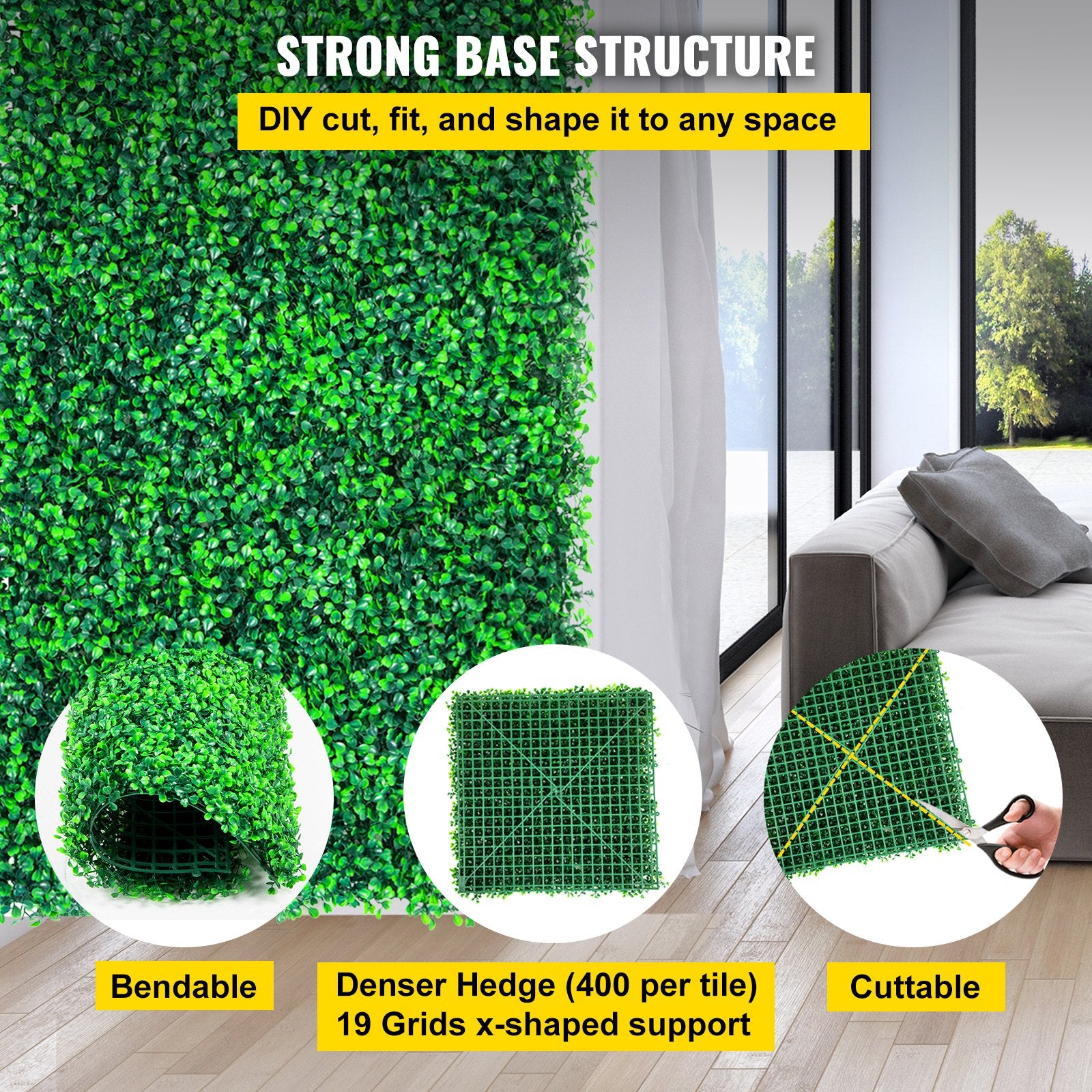 Artificial Boxwood Panels, 12-Pack 20"x20" Hedge Wall Panels for Indoor Outdoor