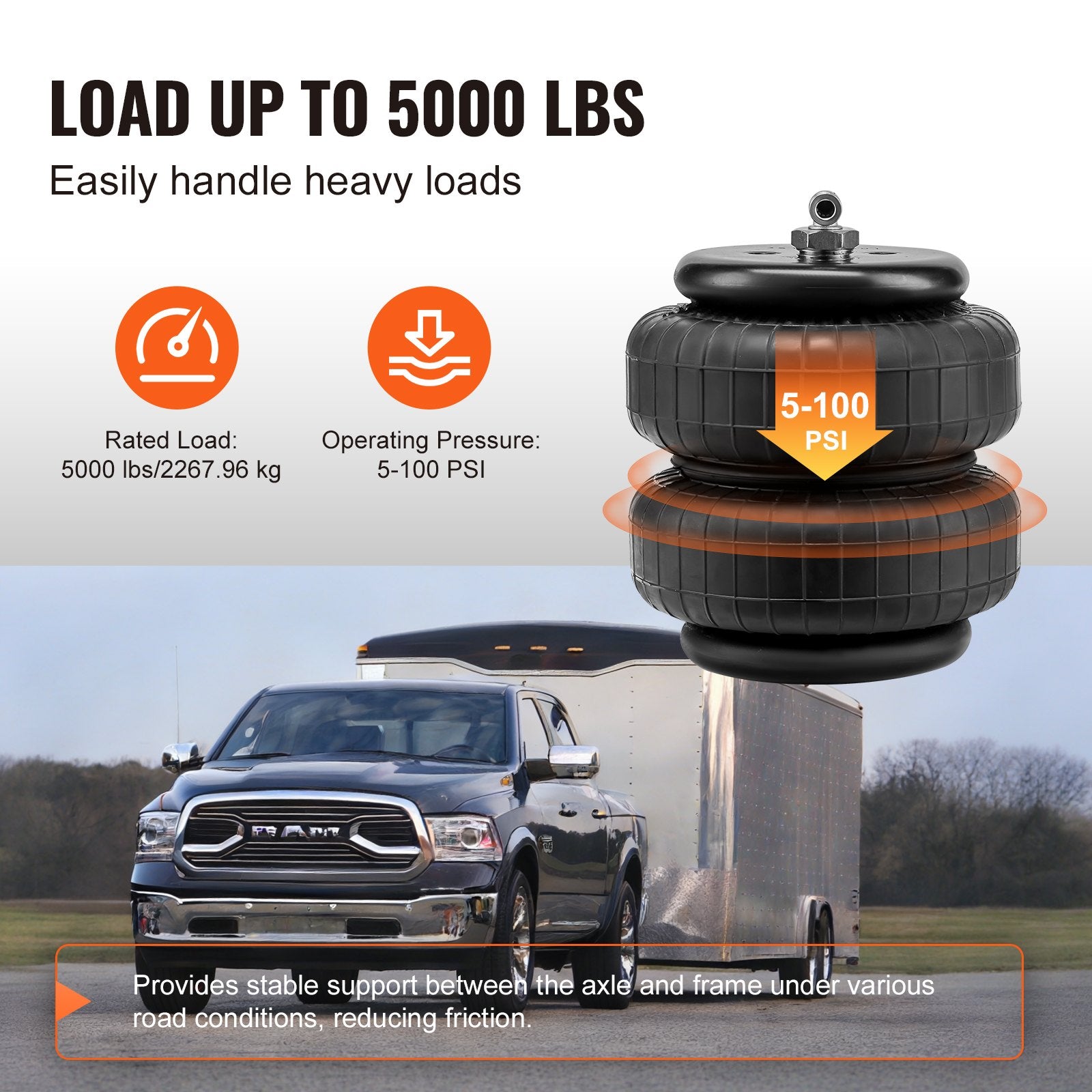 Air Bag Suspension Kit 5000 lbs Compatible 2003-2013 Ram 2500 4WD 3500 4WD