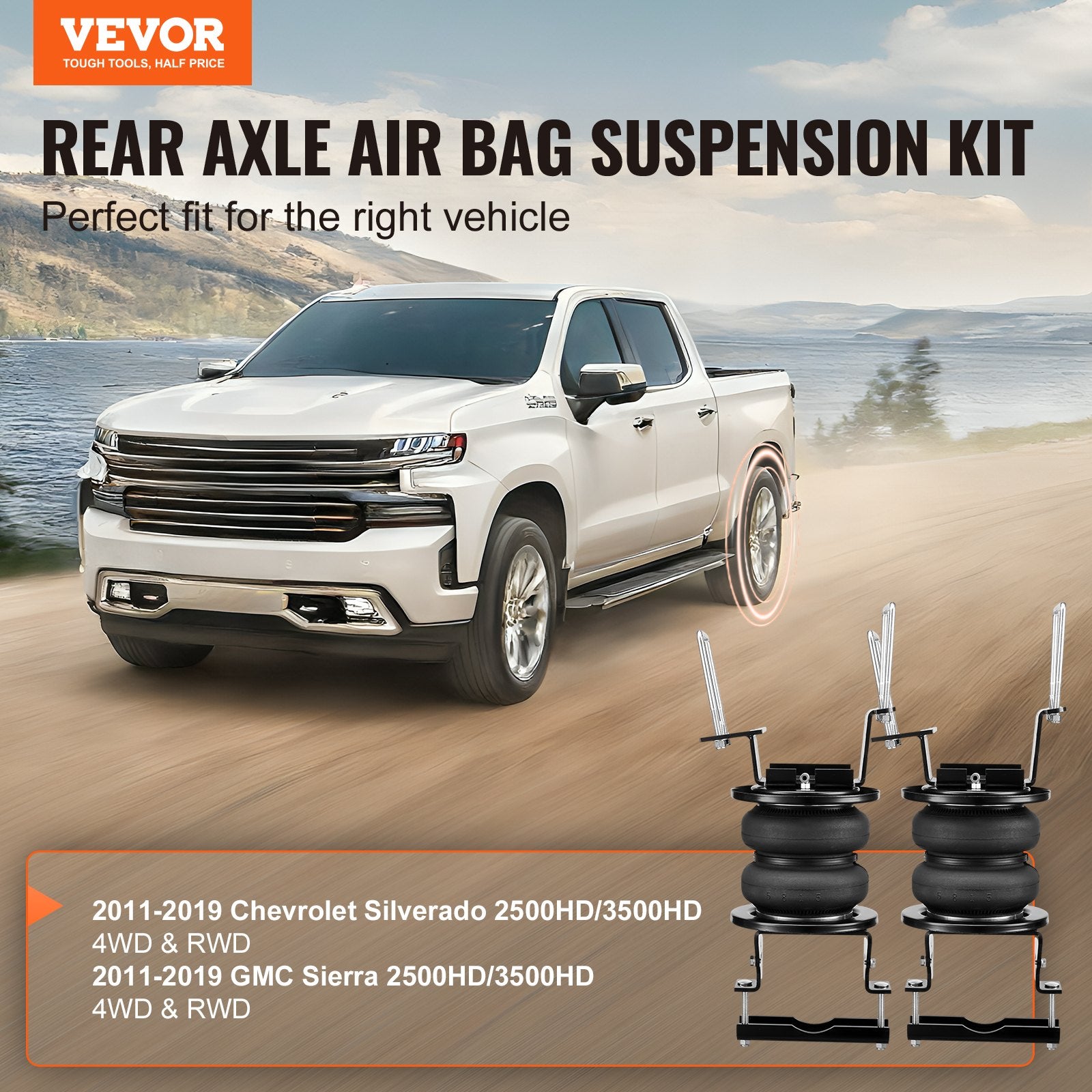 Air Bag Suspension Kit 5000 lbs Compatible 2011-2019 Silverado Sierra 4WD RWD