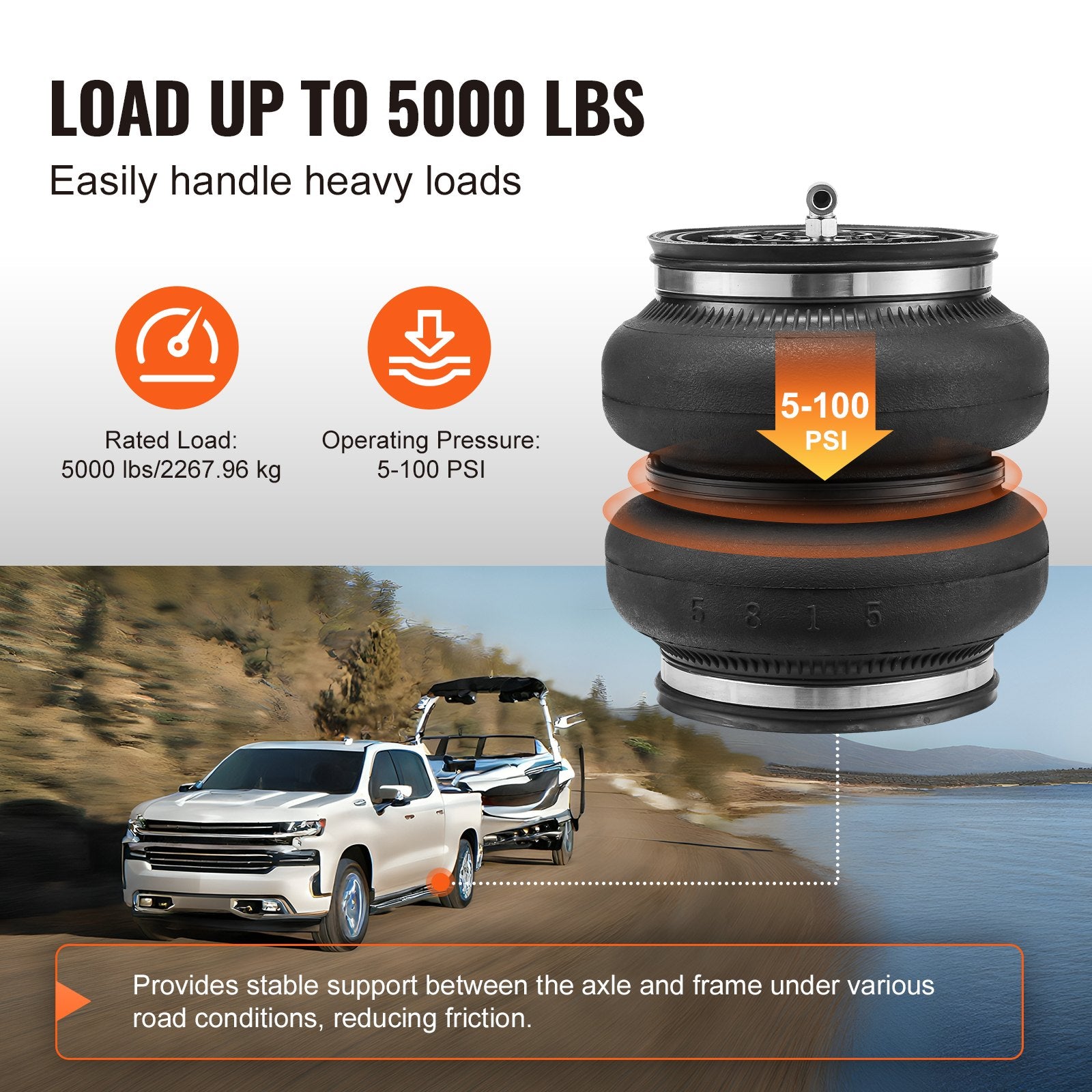 Air Bag Suspension Kit 5000 lbs Compatible 2011-2019 Silverado Sierra 4WD RWD