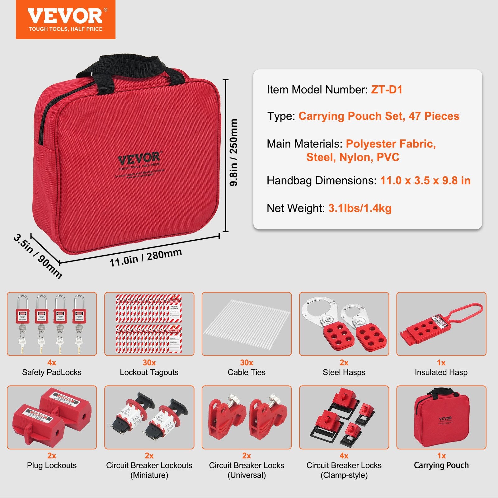 47 PCS Electrical Lockout Tagout Kit