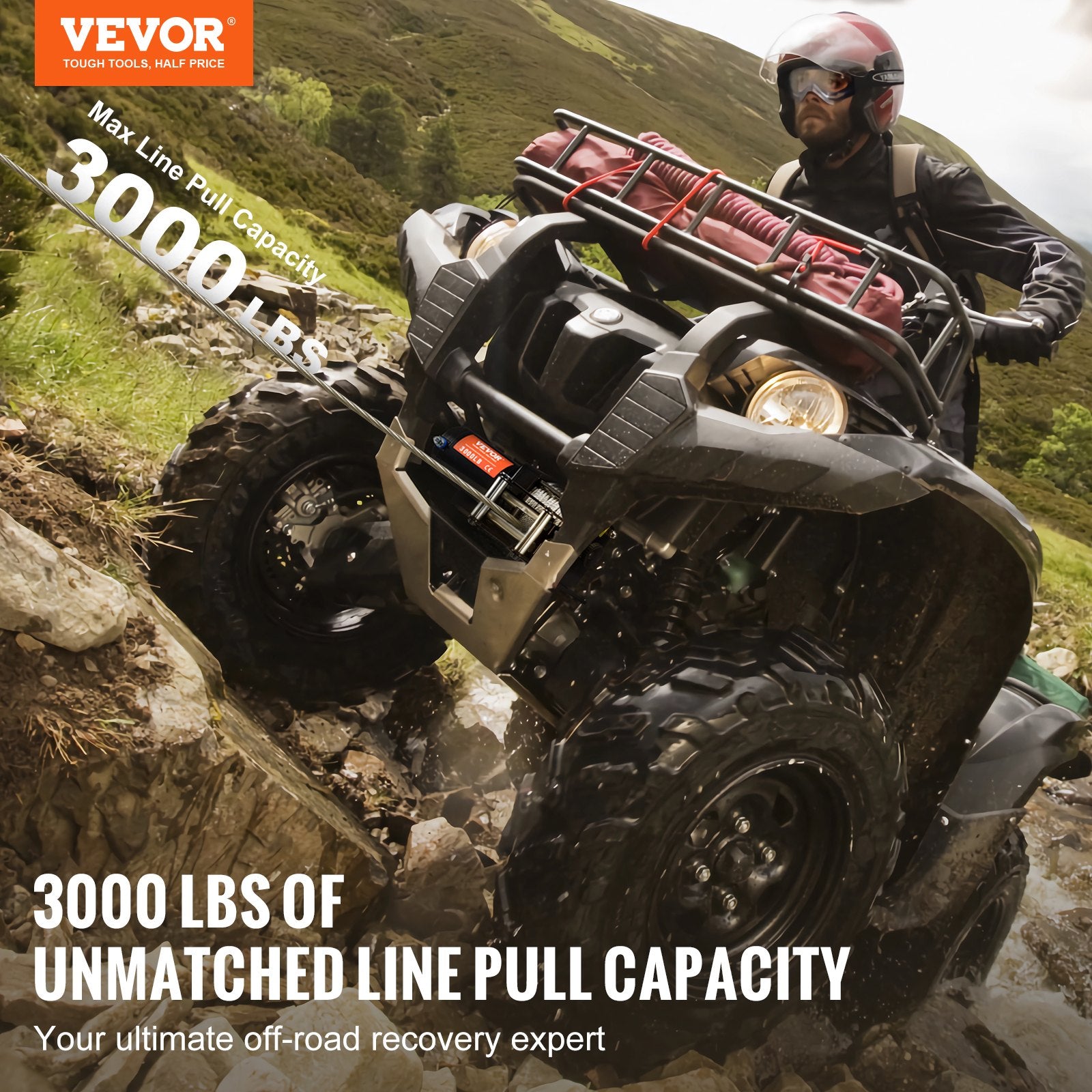 Winch Electric 1361KG 12V DC ATV UTV 0.5in x 1188.7cm Steel Cable IP55