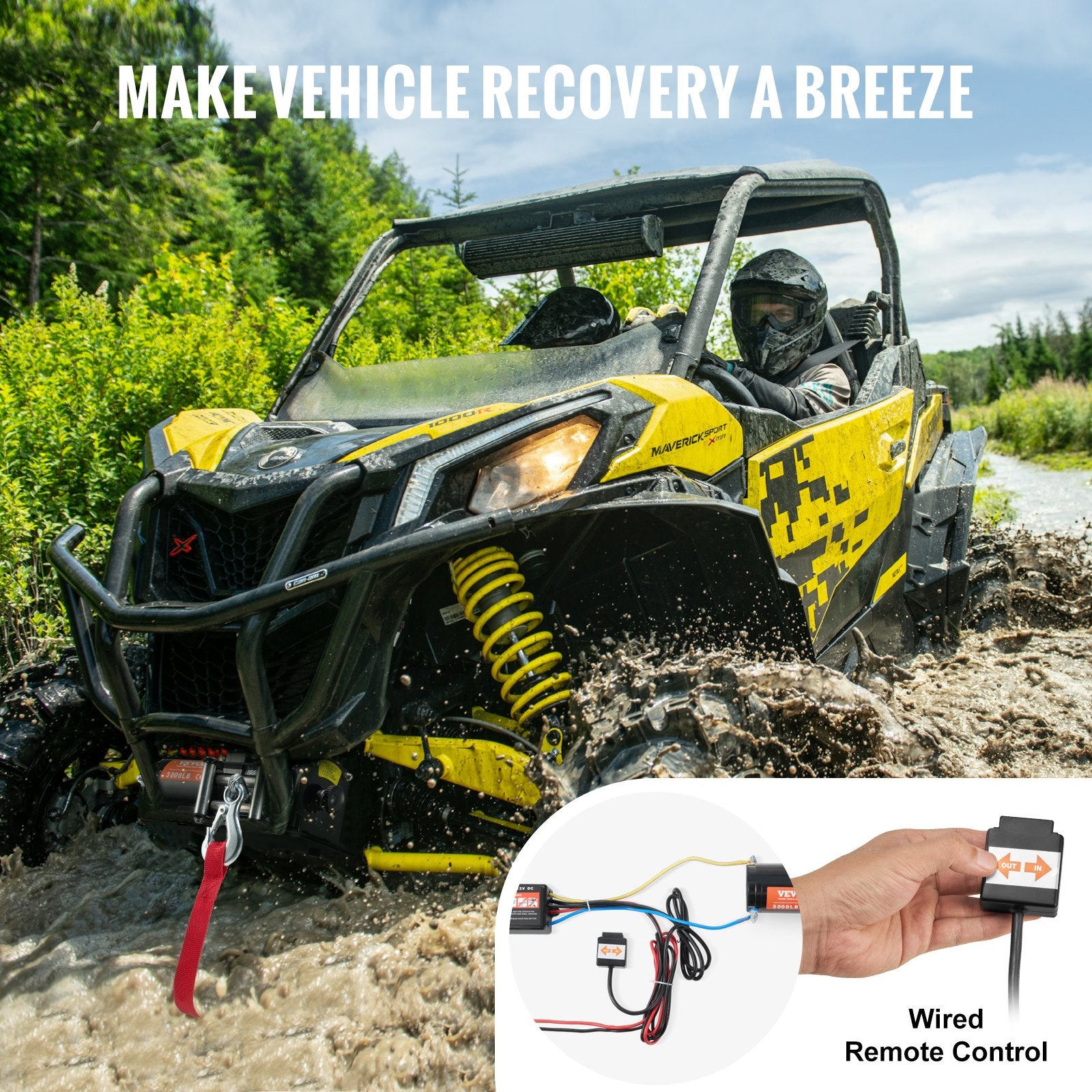 Winch Electric 1361KG 12V DC ATV UTV 0.5in x 1188.7cm Steel Cable IP55