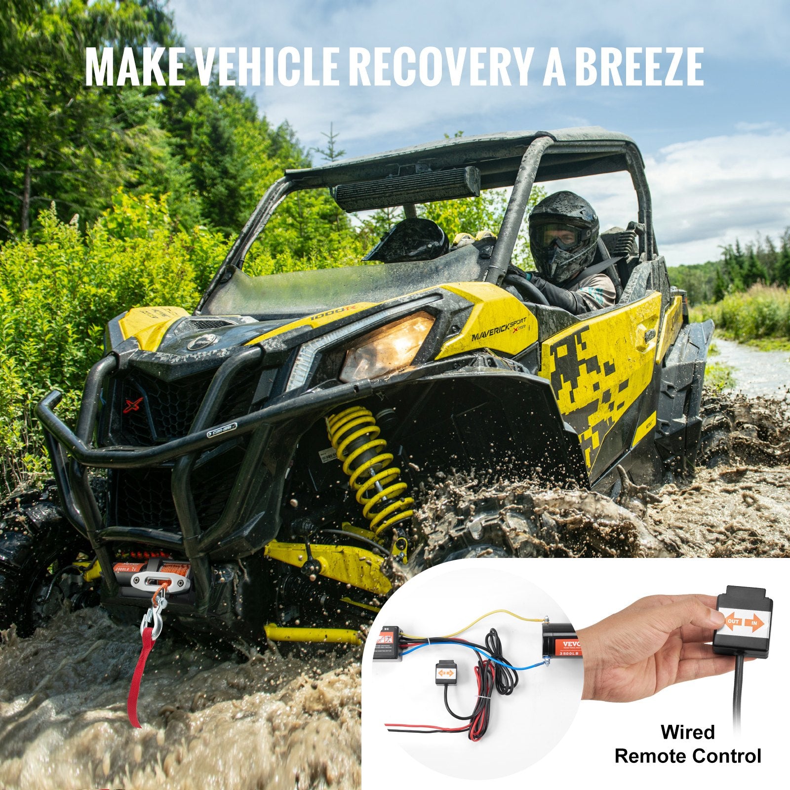 Winch Electric 1588KG 12V DC ATV 0.5in x 1188.7cm Synthetic Rope IP55