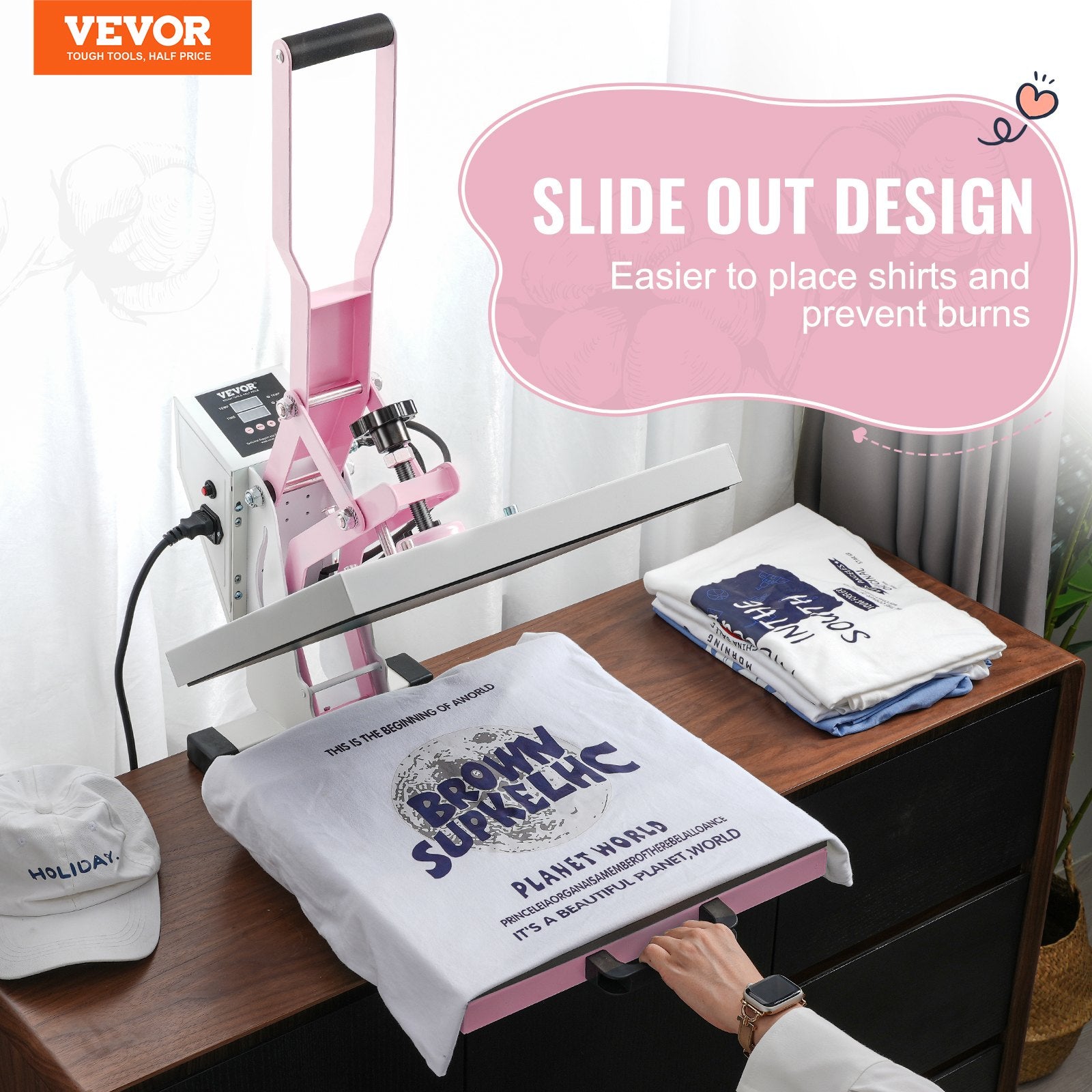 15x15 Inch Digital Heat Press Machine with Pull-Out Drawer for T-Shirts and Bags