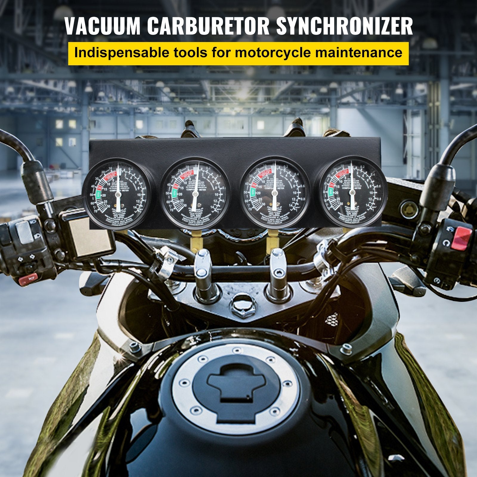 Fuel Vacuum Carburetor Synchronizer Tool Kit with Gauge and Rubber Hose